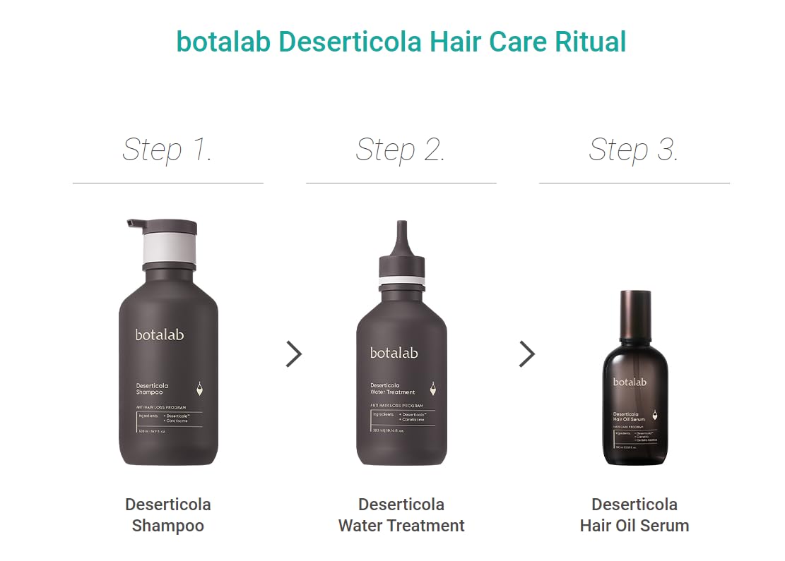 Korean K-Beauty Hair Growth Pack - 3 Piece Set with Deserticola Shampoo, Water Treatment & Hair Oil Serum for Thicker, Healthier Hair | Perfect for Damaged Hair Repair & Daily Hair Care Routine