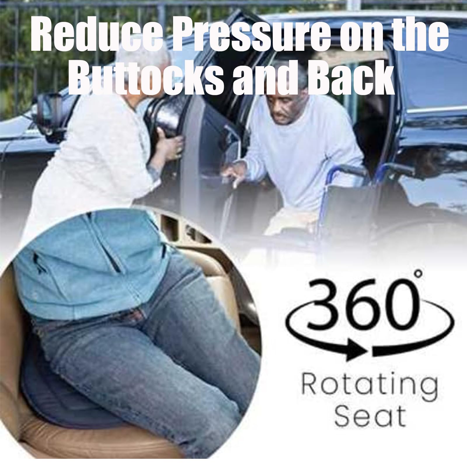 360° Rotating Car Seat Cushion for Elderly & Drivers - Non-Slip Swivel Seat Pad with 360-Degree Rotation - Beige Color - Perfect for Long Drives, Road Trips & Mobility Support