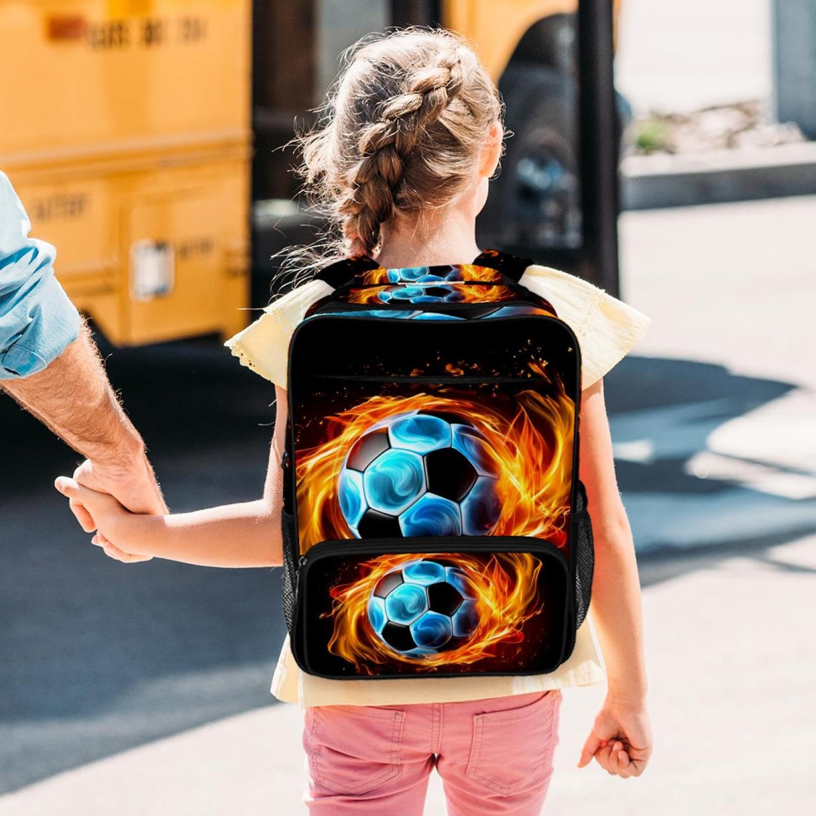Best Travel Backpack for Men & Women - Lightweight Durable Hiking Backpack with Flaming Football Design - Perfect for Camping, Gym, Work & School