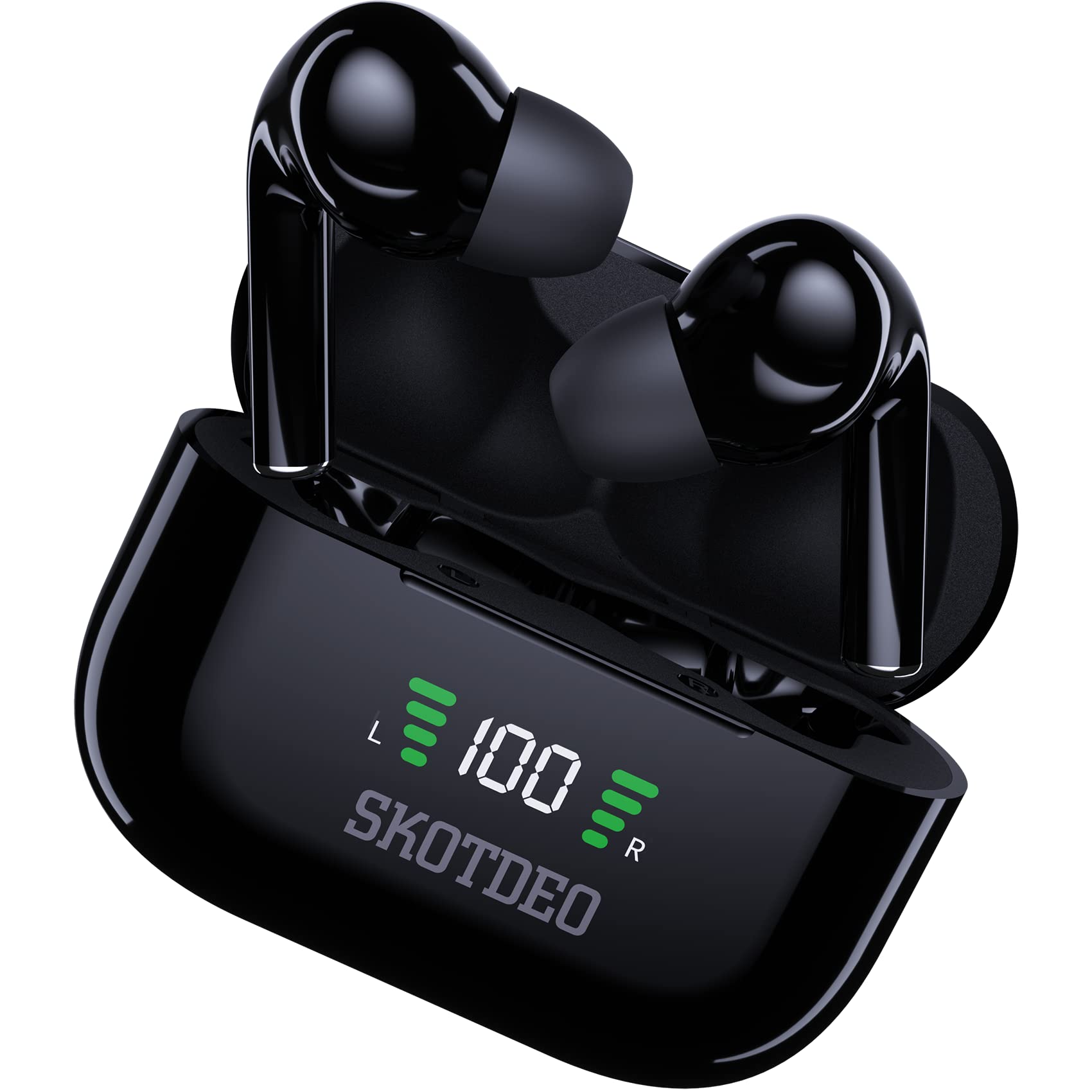 OneLito Wireless Bluetooth Earbuds with USB-C Fast Charging Case, IP7 Waterproof, Deep Bass, HD Sound, LCD Display - Perfect for Running, Gym Workouts & Office Use