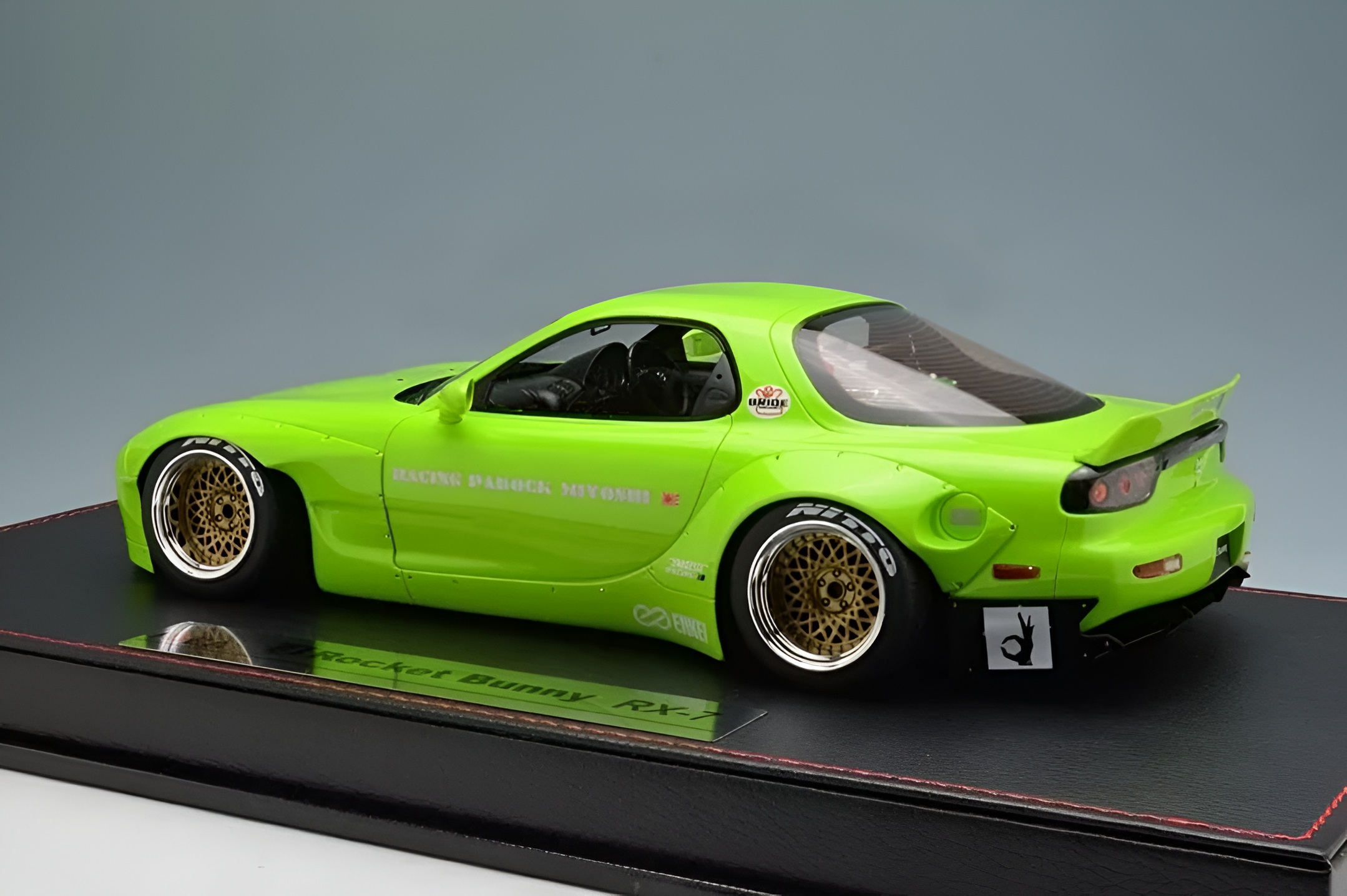 Eidolon 1:18 Scale Mazda RX-7 FD3S Rocket Bunny Model Car in Lime Green - Collectible Diecast Vehicle for Car Enthusiasts & Display in Home/Office