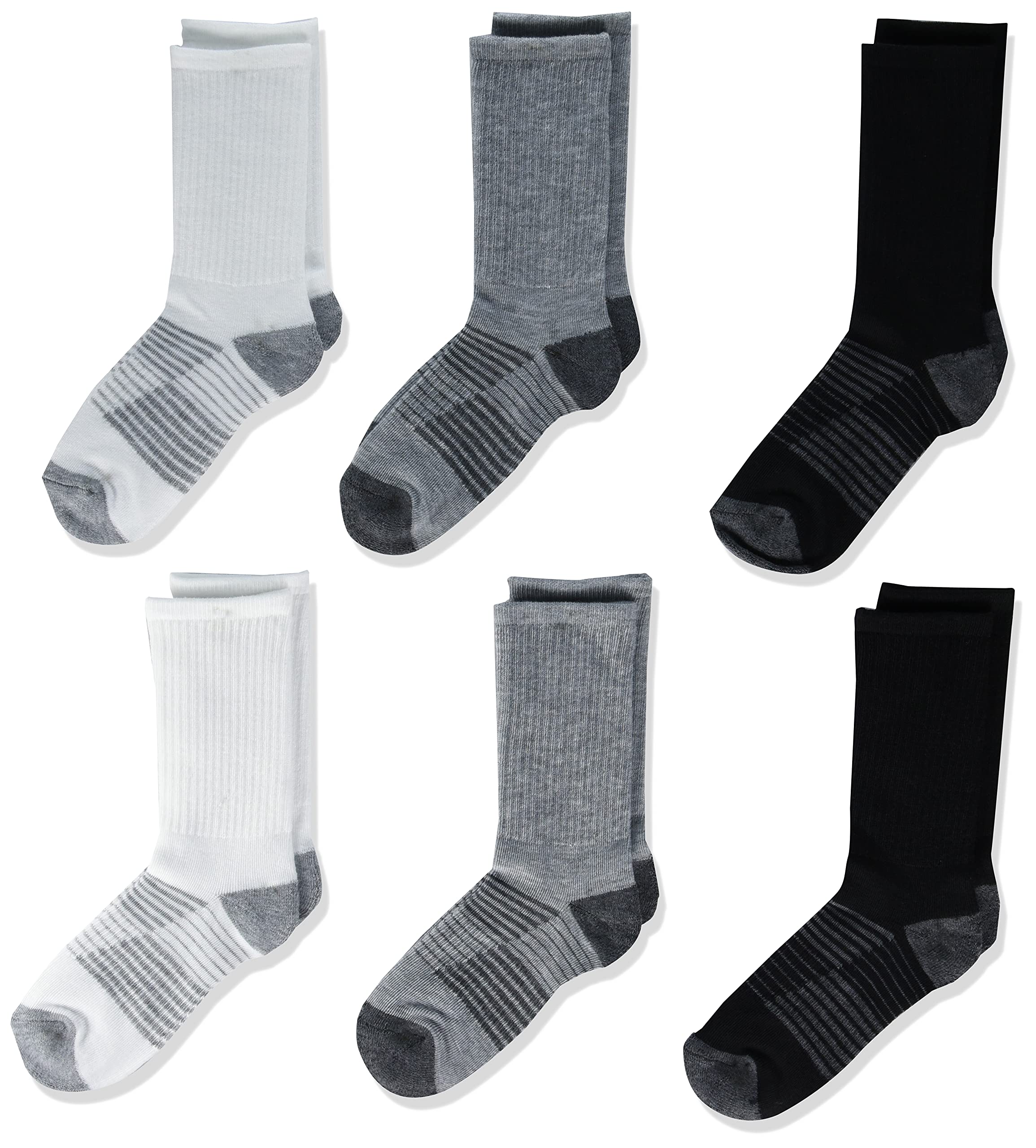 Amazon Essentials Unisex Kids' Cushioned Athletic Crew Socks - 6 Pack | Breathable Cotton Blend for Sports & Everyday Wear | Perfect for Running, School & Playtime