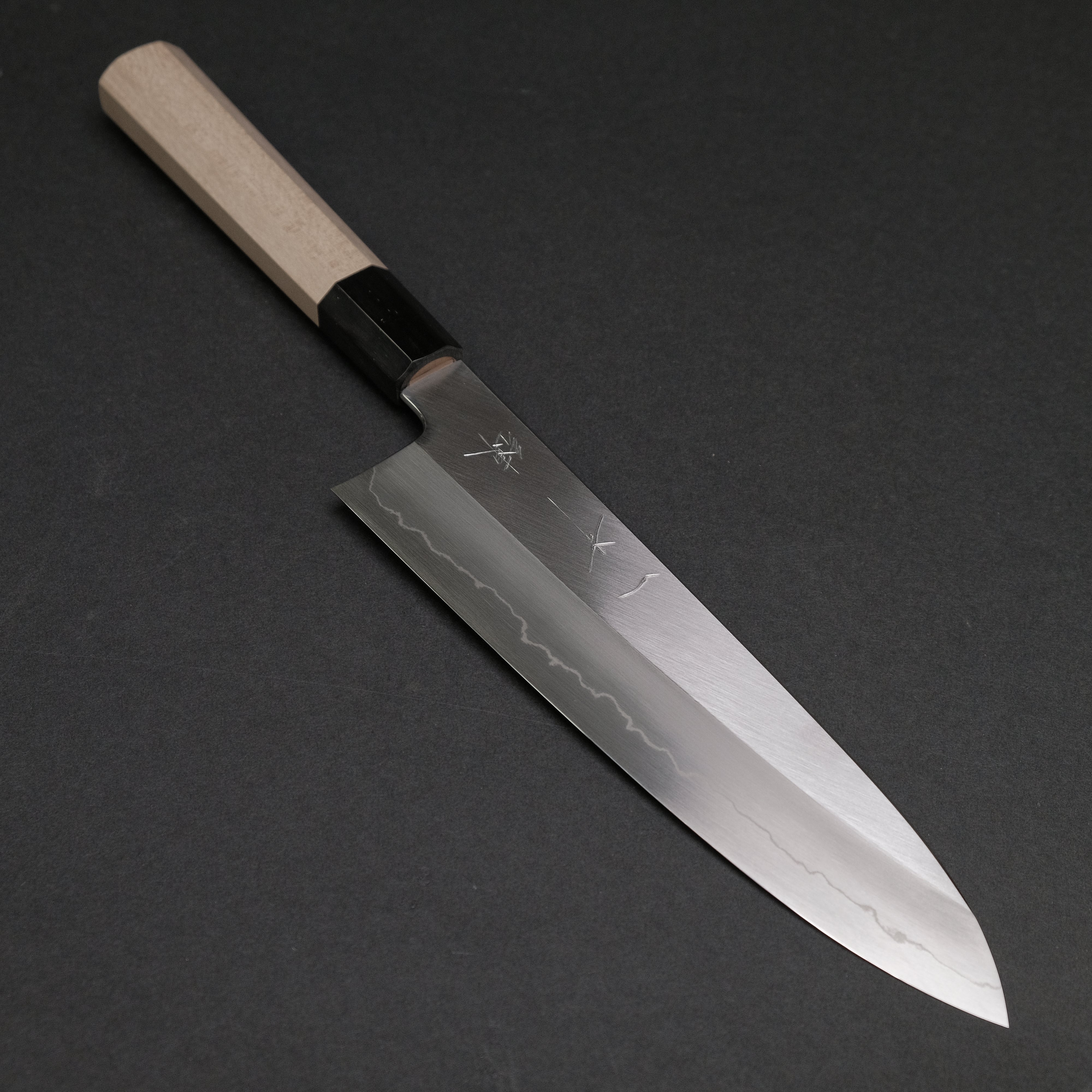 Hitohira Kikuchiyo Ren Silver #3 Gyuto 210mm Japanese Chef Knife with Ho Wood Handle - Professional Kitchen Tool for Slicing, Dicing & Meat Cutting