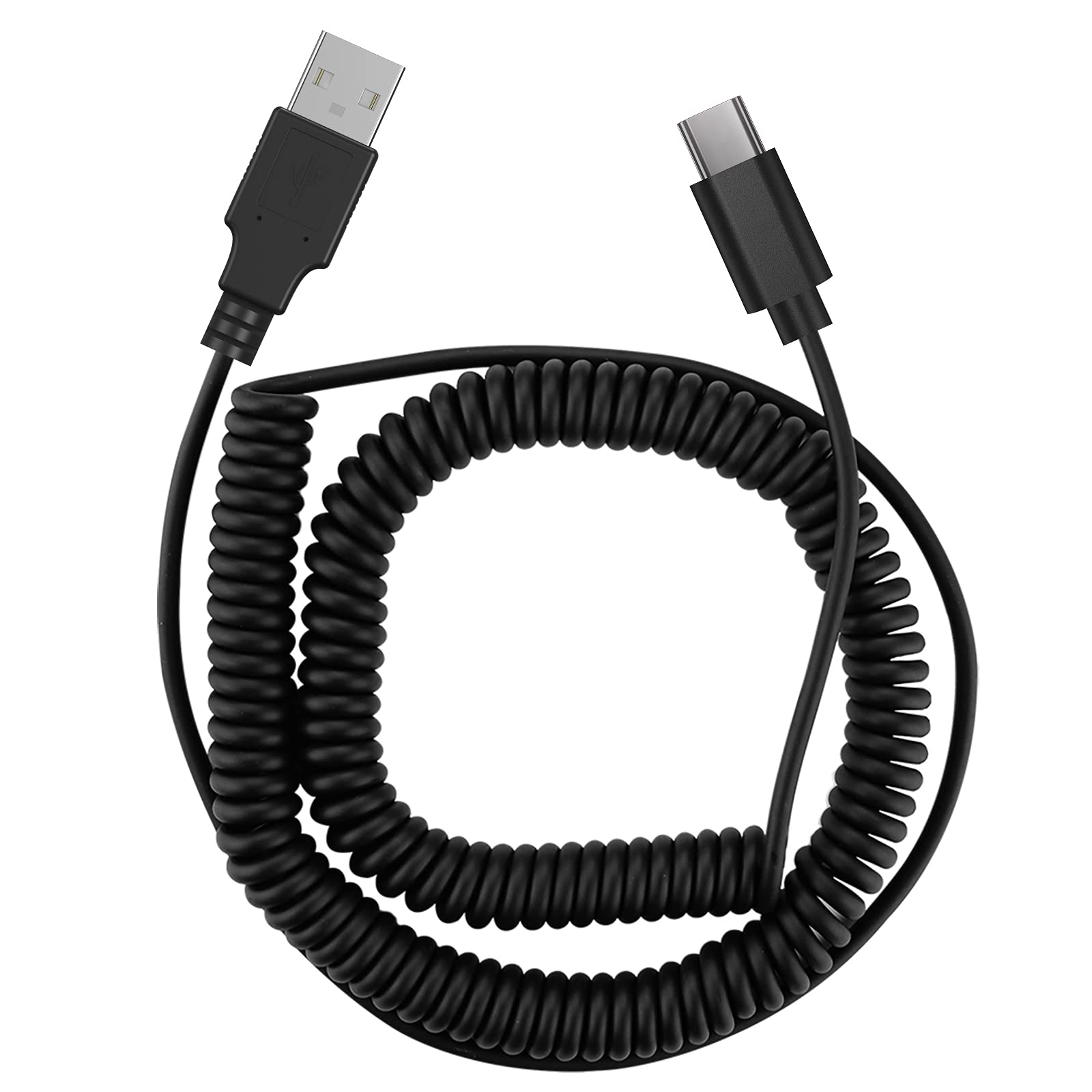 Linkidea Custom Coiled USB-C to USB-A Replacement Cable (9.1ft, Black) - Compatible with Razer Huntsman Mini, Pro 60%, KEMOVE Shadow 60%, Keychron K6/K6 Pro/K7 - Durable Coiling Spring Cable for Gaming Keyboards & Mechanical Keyboards - Perfect for Esports, Office & Home Setup