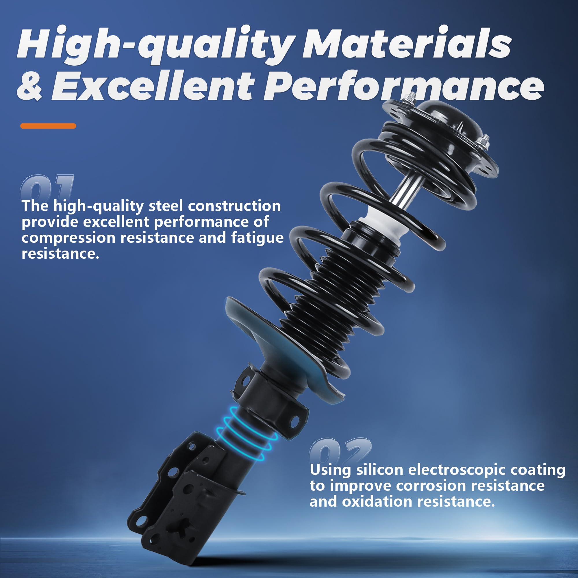 2005-2019 Nissan Frontier Front & Rear Complete Strut Assembly - Coil Spring & Shock Absorber Replacement (Part# 271102 37273) - Improves Ride Comfort & Handling for Off-Road & Daily Driving