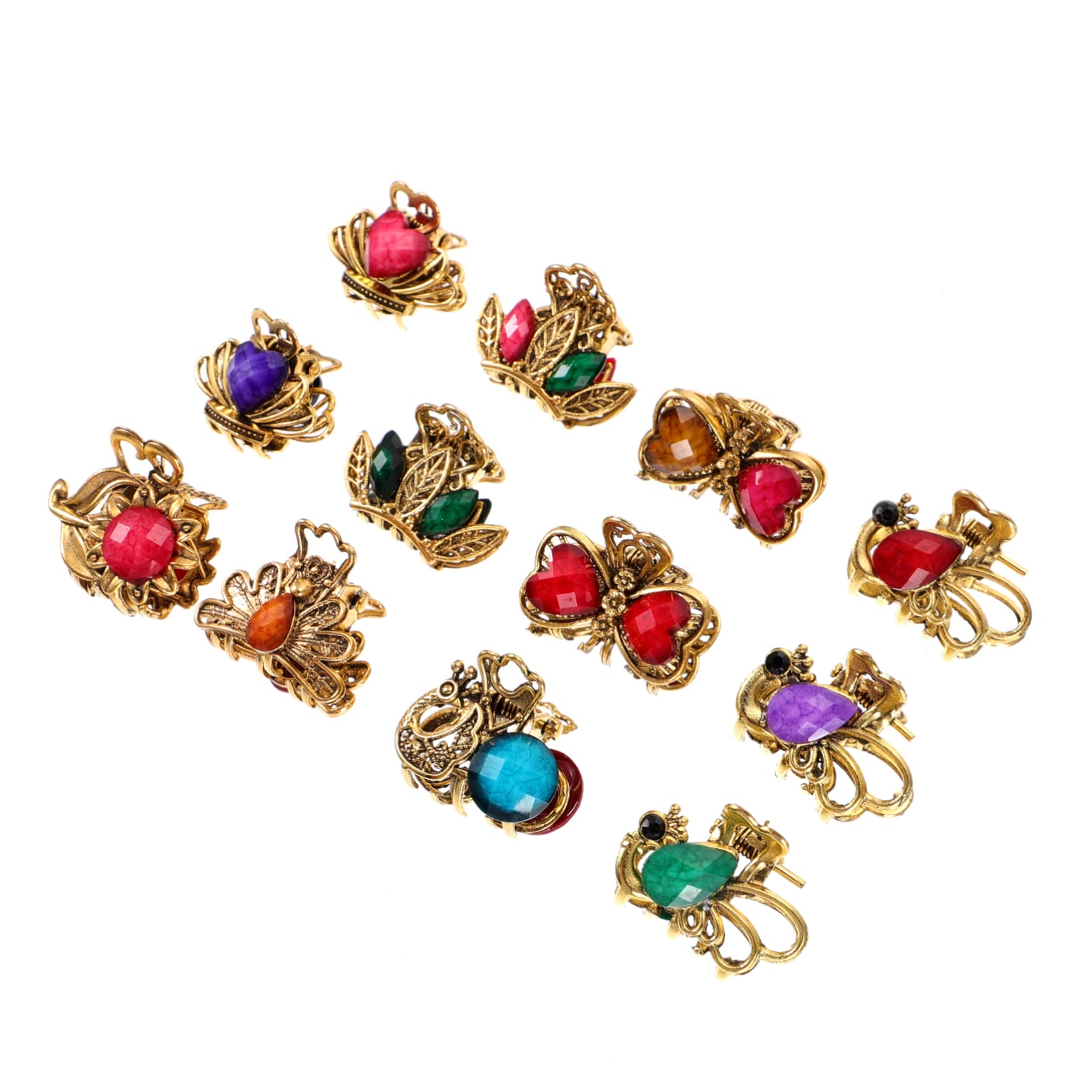 Minkissy 12pcs Alloy Diamond Grip Hair Clips for Women & Toddlers - Non-Slip Jaw Clips, Barrette Clamps for Girls & Kids Hair Accessories - Perfect for School, Parties, and Daily Styling