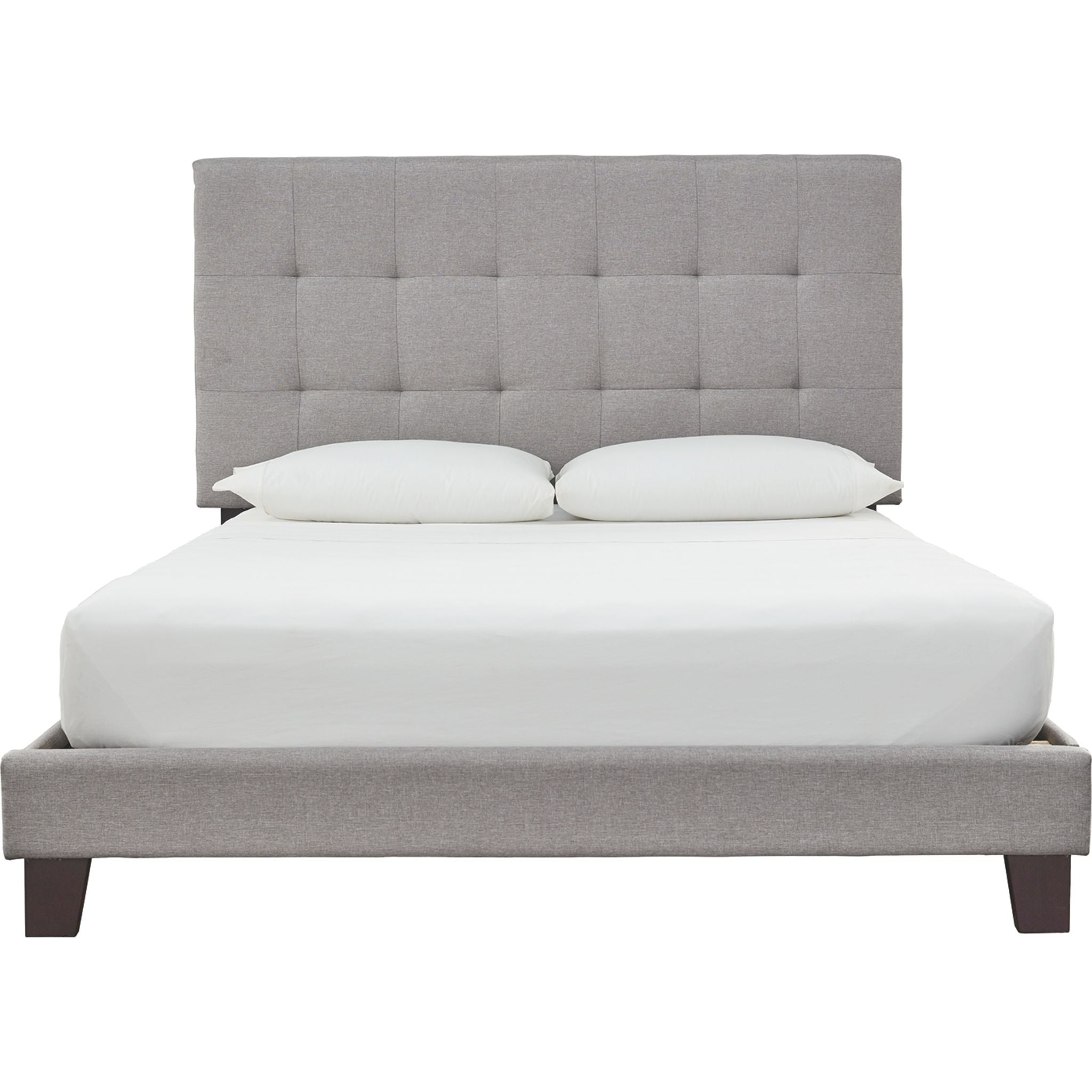 Adelloni Queen Size Bed Frame with Headboard - Modern Gray Upholstered Platform Bed for Bedroom, Living Room, or Guest Room