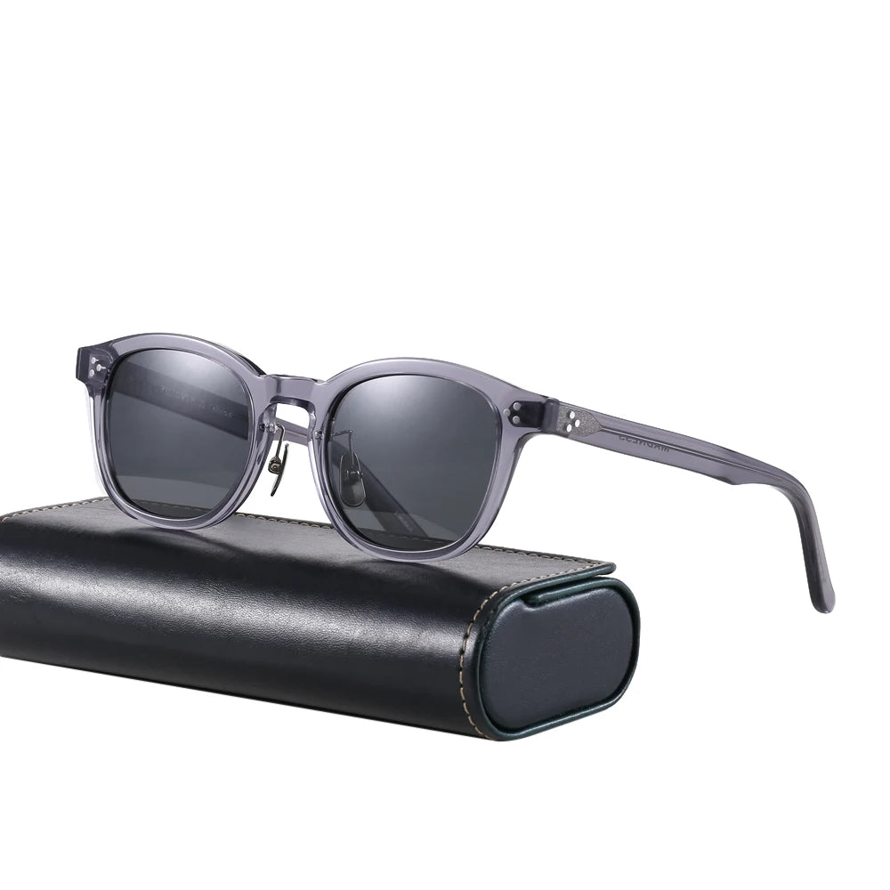 Premium Black Polarized Sunglasses for Men - Square Full Rim Acetate Frame UV400 Protection - Ideal for Driving, Fishing & Outdoor Activities