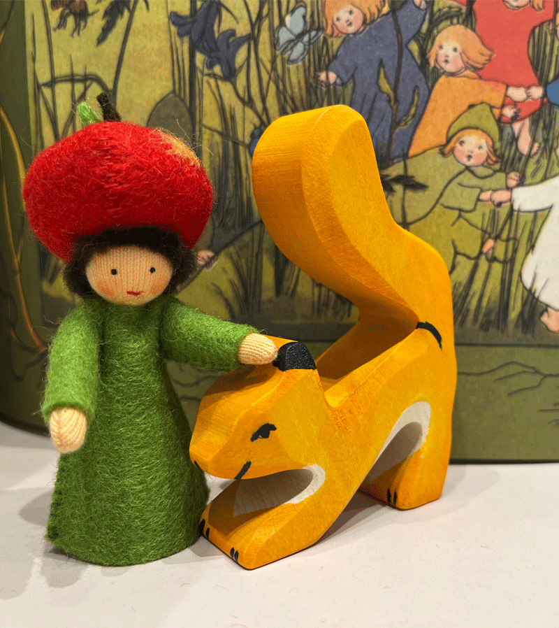 Handmade Olive Skin Apple Mini Waldorf Doll - Natural Fiber Eco-Friendly Toy for Kids | Perfect for Waldorf Education, Pretend Play & Gift Giving