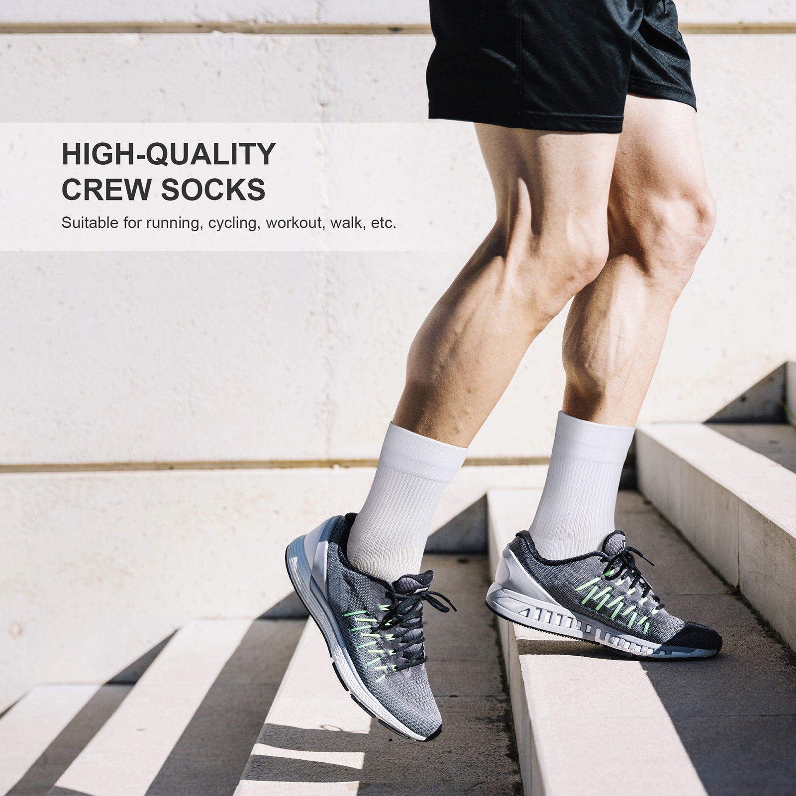 GECKOMAN x PAPLUS Compression Athletic Crew Socks for Men & Women - Moisture-Wicking Performance Socks for Running, Hiking & Sports - Best Workout Socks for Athletes