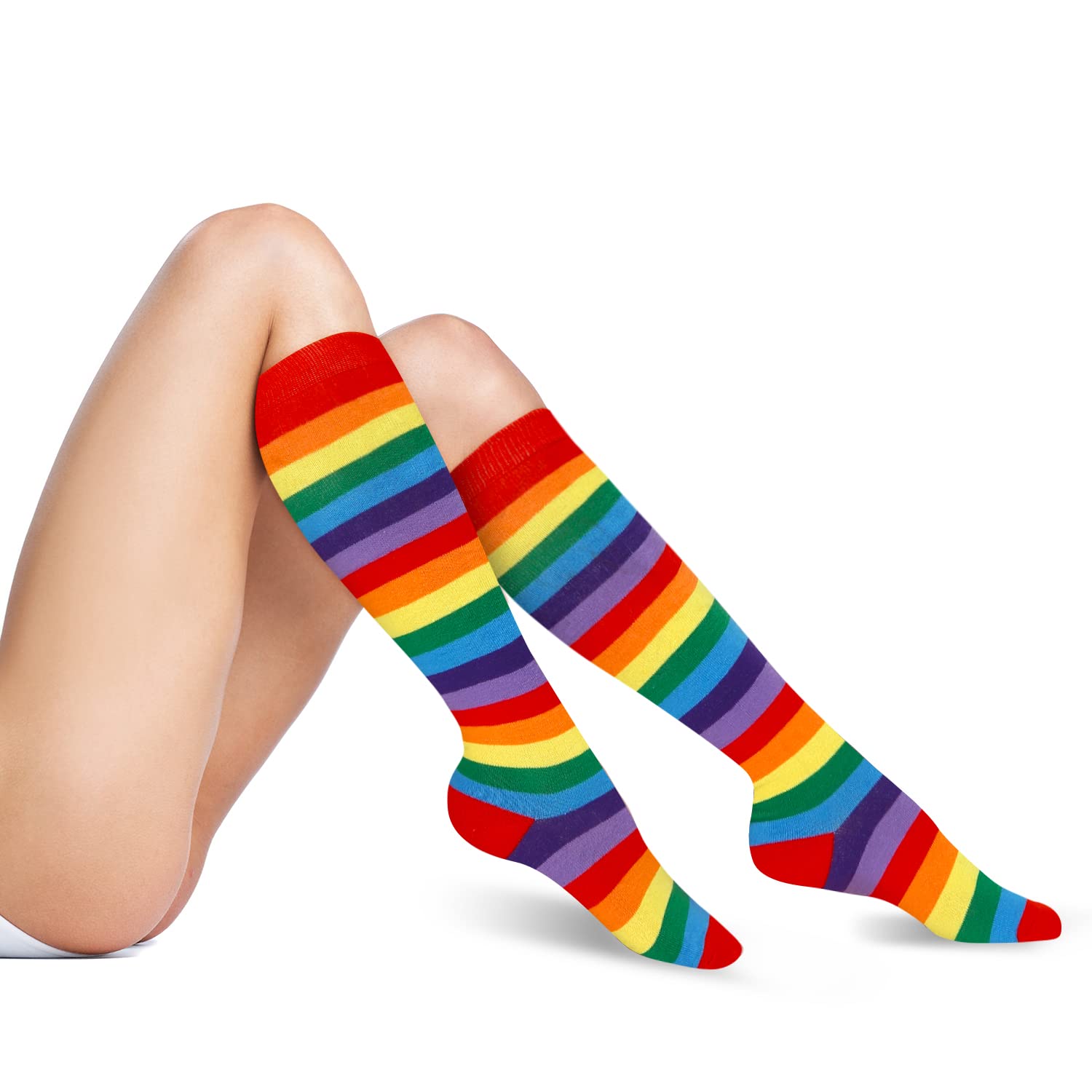 Benefeet Women's Knee High Striped Socks - Funny Novelty Athletic Tube Socks for Girls & Women - Colorful Cute Stockings for Running, Yoga & Casual Wear