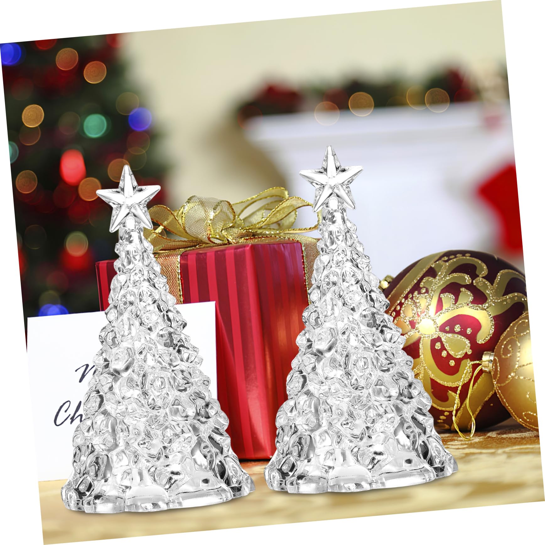 BESPORTBLE 4 Pack LED Christmas Tree Night Lights - Soft Glow Decorative Glitter Trees for Table & Bedside - Perfect for Bedrooms, Living Rooms & Holiday Decor
