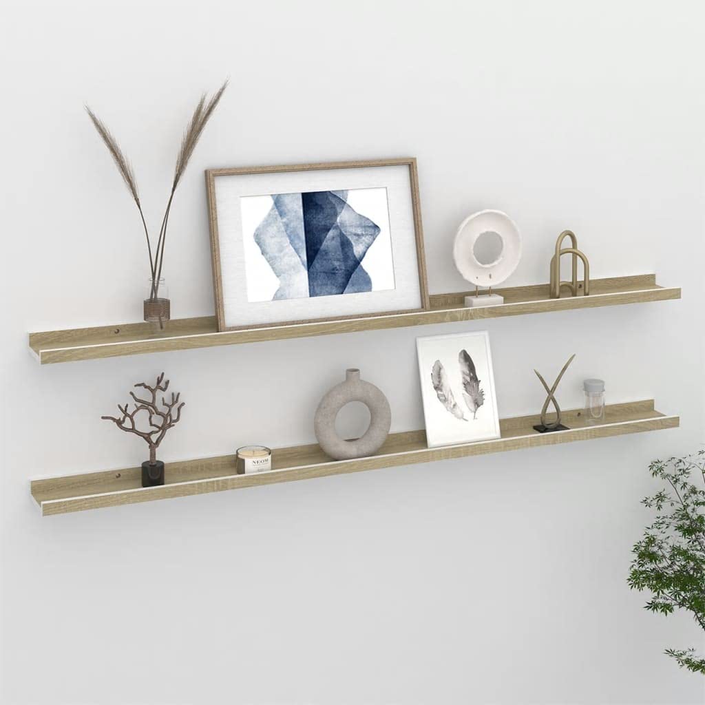 TOPINCN Set of 2 Modern Floating Wall Shelves - Decorative Storage Shelf for Home Office, Bedroom, Living Room & Kitchen - 45.3