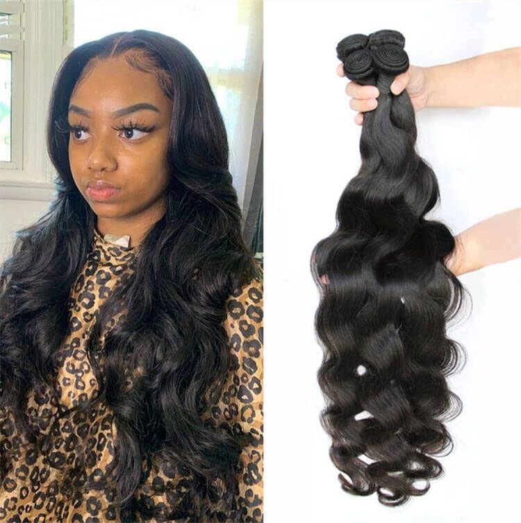 YISEA 12A Brazilian Virgin Human Hair Bundles - 4 Pack (16 18 20 22 Inches) | 100% Unprocessed Body Wave Weft Extensions | Natural Black Color | Perfect for Salon Styling, Sew-in Weaves & Everyday Hairstyles