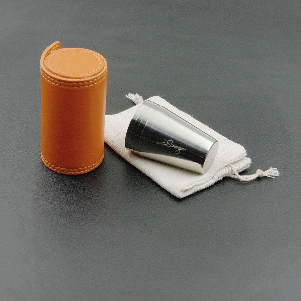 4-Pack 1.2oz Stainless Steel Shot Glasses with Orange Leather Case | 18/8 Rust-Proof Barware for Whiskey, Tequila & Cocktails | Perfect for Parties, Gifts & Home Bars