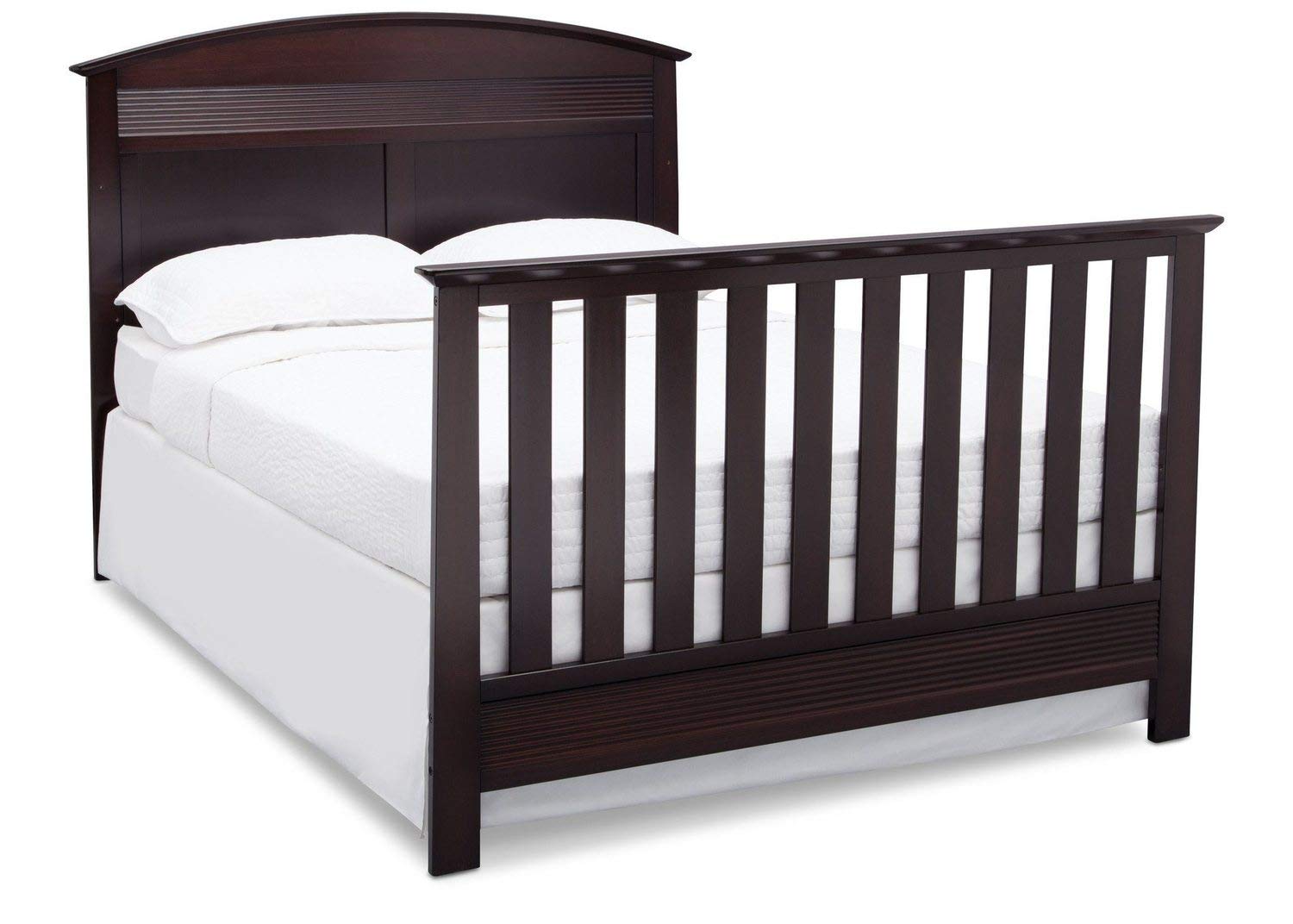 Full-Size Conversion Kit Bed Rails for Serta Aberdeen, Adelaide, Ashland, Banbury, Barrett, Bethpage, Fairmont, Fall River, Fernwood & Mid-Century Modern 4-in-1 Cribs - Dark Chocolate - Safe Toddler to Twin Bed Transition for Nursery & Kids Room