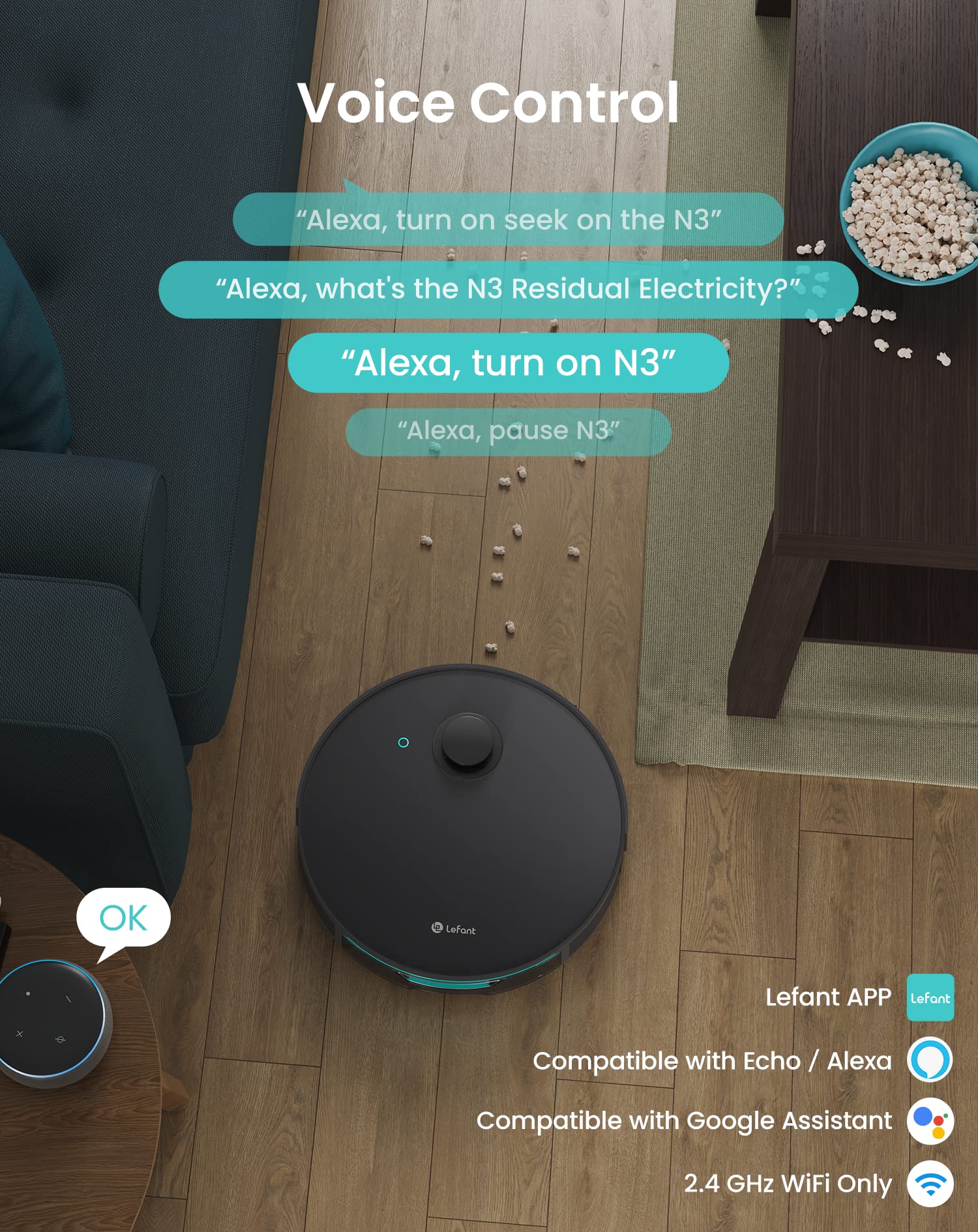 Lefant Robot Vacuum and Mop Combo - 4000Pa Strong Suction, Smart Lidar Navigation with dToF Sensors, Auto Carpet Detection, Sonic Mopping, WiFi/App/Alexa Control - Perfect for Hardwood Floors, Carpets and Pet Hair Cleaning