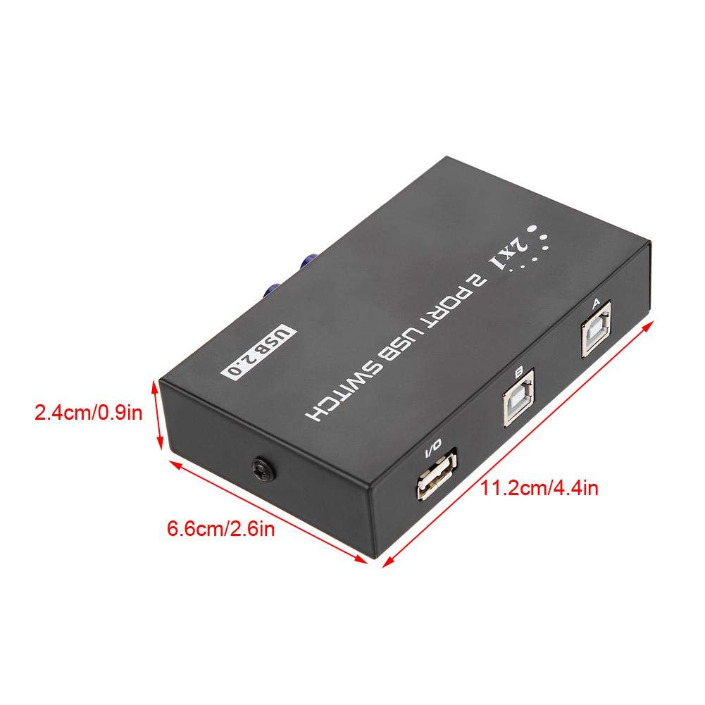 ASHATA 2/4 Port USB 2.0 Sharing Switch Box Hub - Manual USB Switcher Adapter for PC, Computer, Printer, Scanner - Black (2 Port) - Perfect for Home Office & Multi-Device Workstations