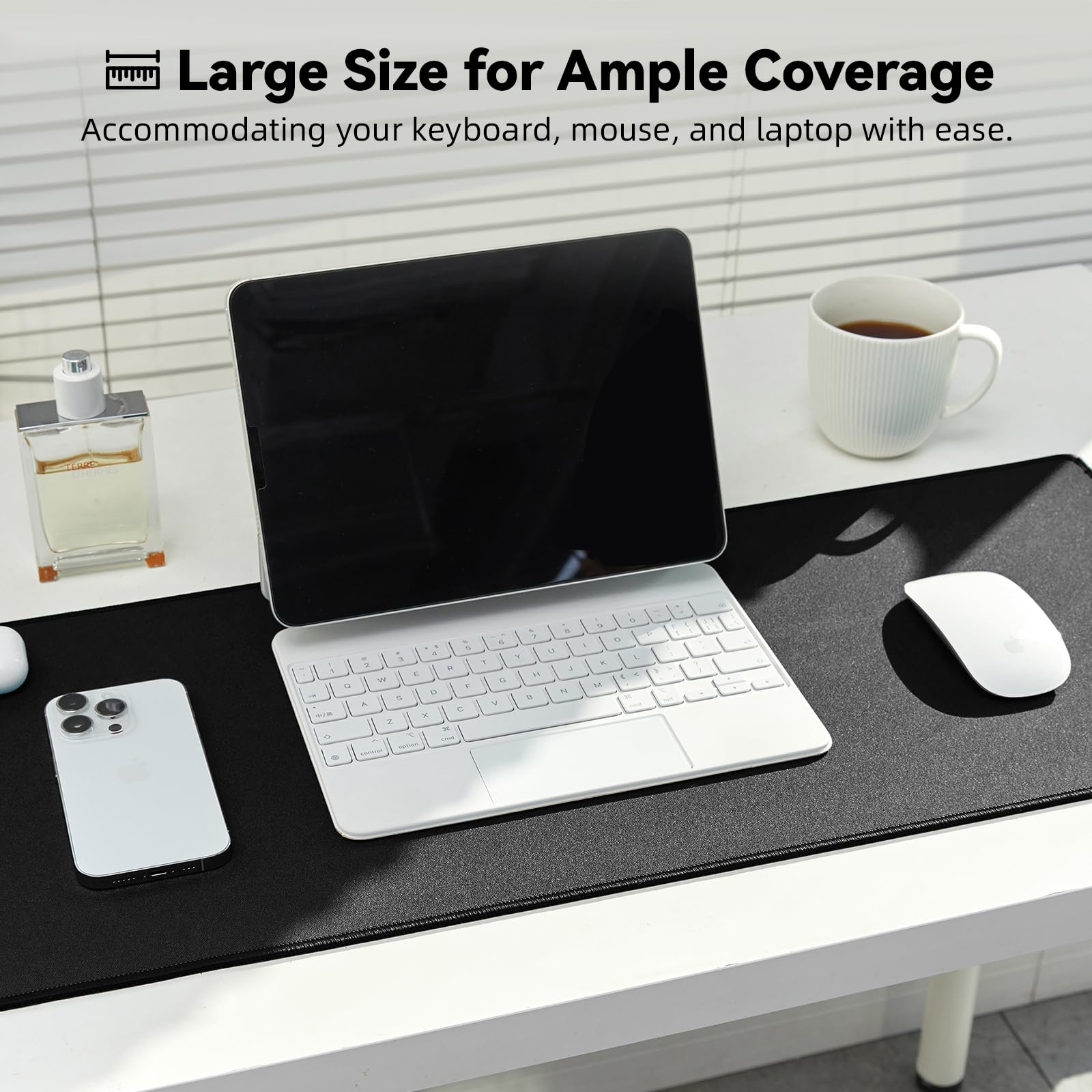 Large Gaming Mouse Pad - Non-Slip Rubber Base & Stitched Edges for PC/Office/Home Use