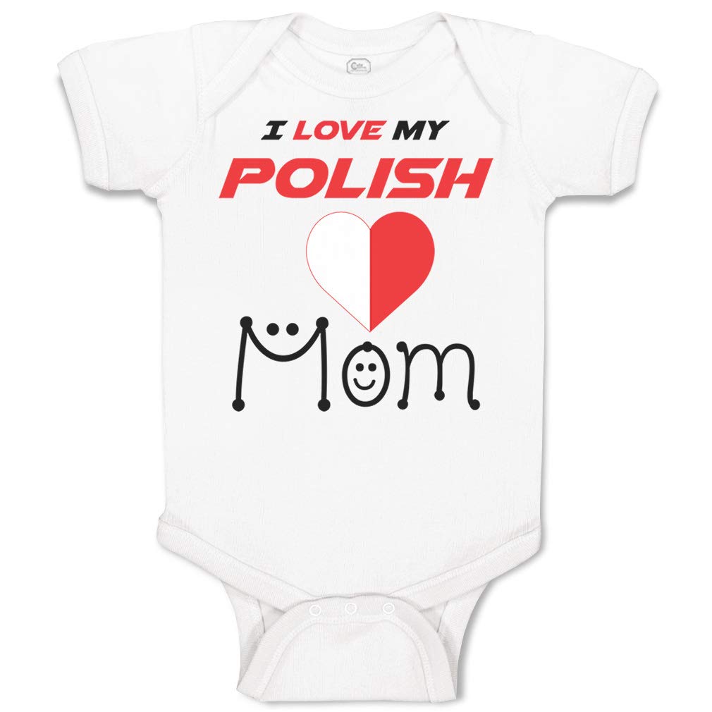 Custom Baby Bodysuit I Love My Polish Mom - Funny Cotton Onesie for Boys & Girls - Perfect for Family Photos & Holidays