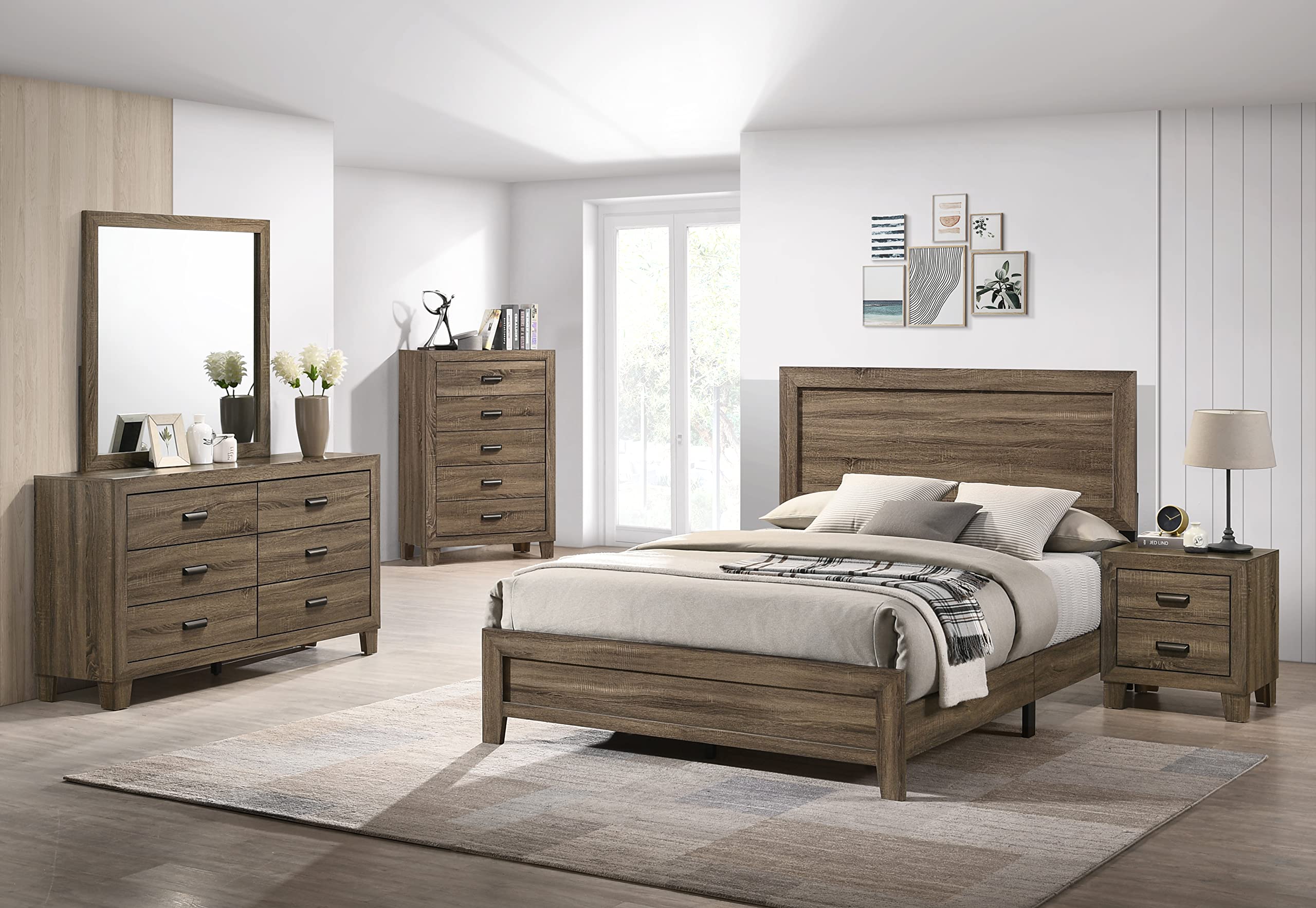Donna Bed Frame in Dark Walnut - Solid Wood Queen Size Bed with Headboard - Perfect for Modern Bedrooms & Guest Rooms