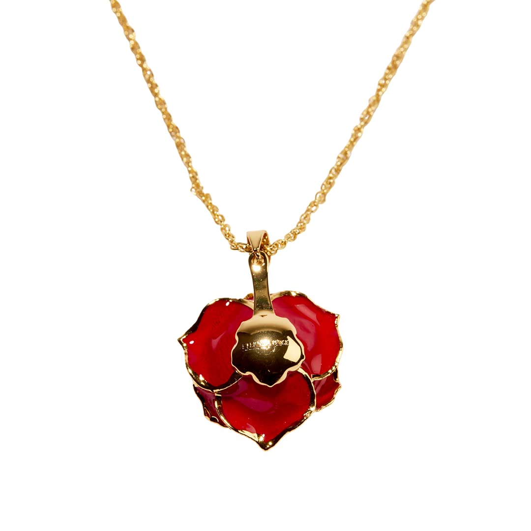 24K Gold Dipped Eternal Rose Necklace - Real Preserved Flower Jewelry for Women, Anniversary Gift, Valentine's Day Present, Wedding Proposal Keepsake - Perfect for Romantic Occasions & Special Moments