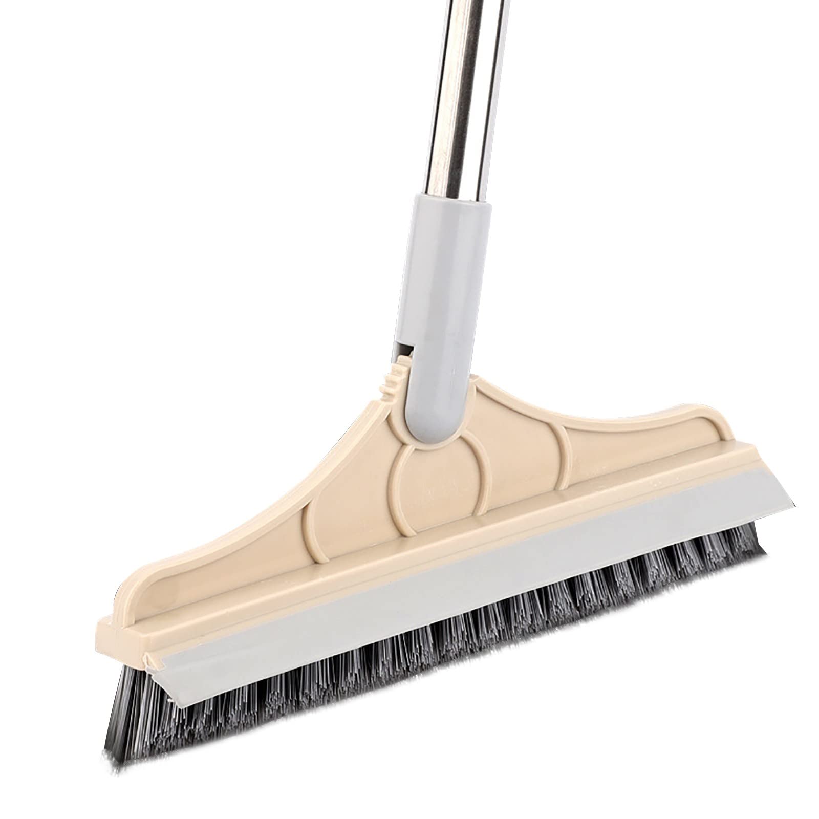 Premium 2-in-1 Cleaning Scrub Brush with Long Handle - 120° Rotating Triangular Head for Bathroom, Kitchen & Floor Cleaning - Stainless Steel Sink Scrubber (12