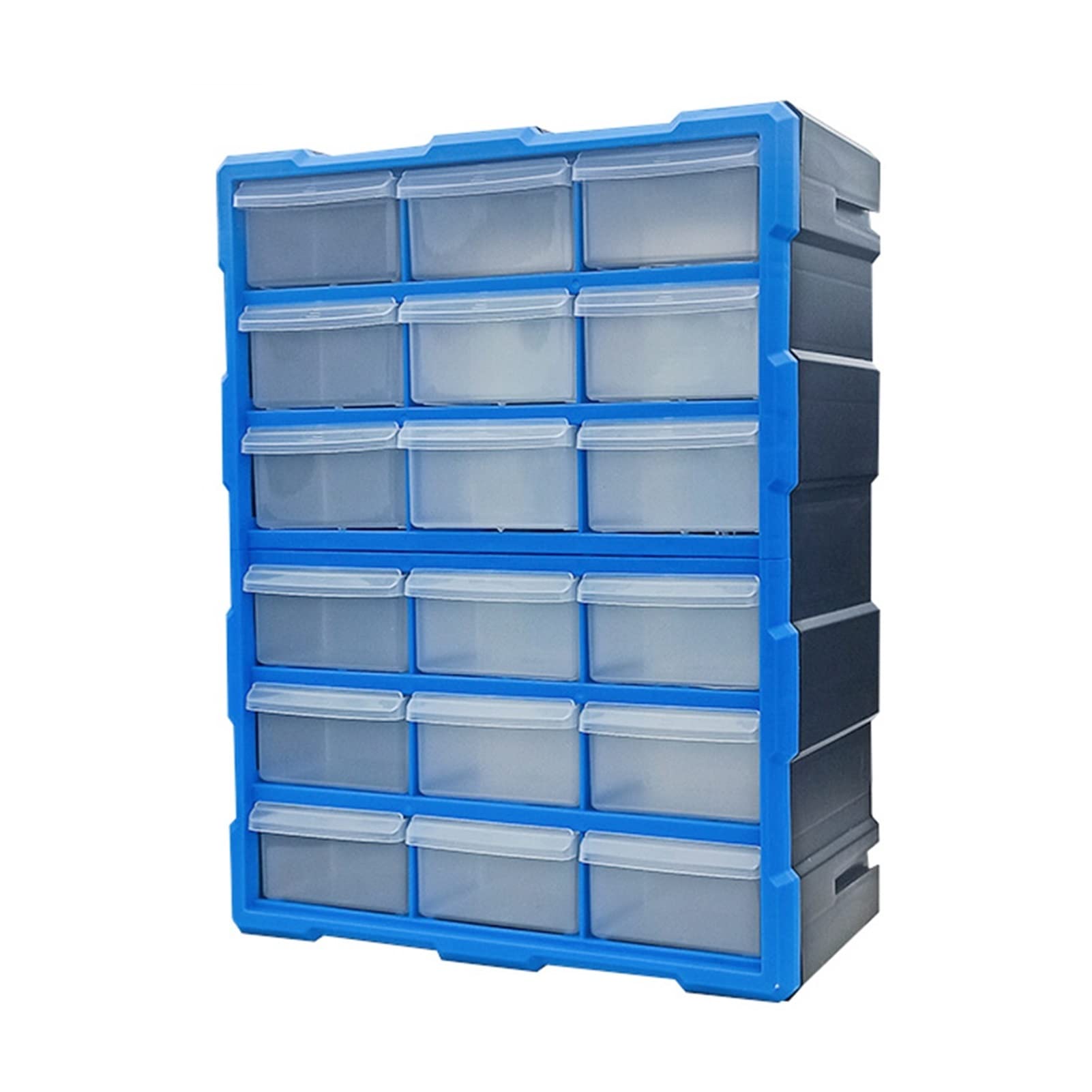 18-Drawer Plastic Storage Cabinet Tool Box - Screws, Nuts, Parts & Hardware Organizer - Wall/Desktop Mount Craft Cabinet (Blue, 38x18x48CM) - Perfect for Garage, Workshop & DIY Projects