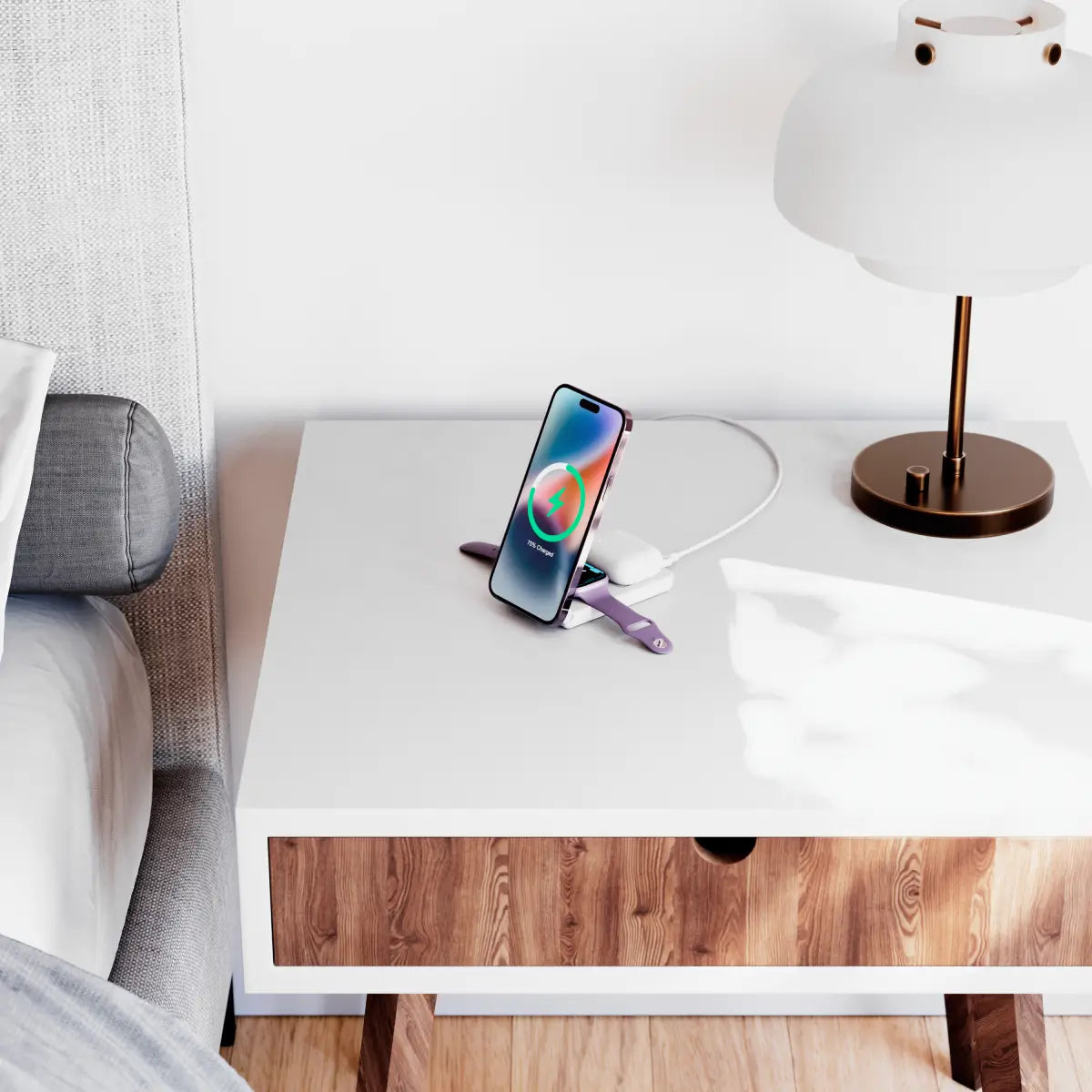 3-in-1 Wireless Charging Stand for iPhone, Android & AirPods - Fast Qi Charger for Phone, Earbuds & Watch | Perfect for Home, Office & Yoga Studio