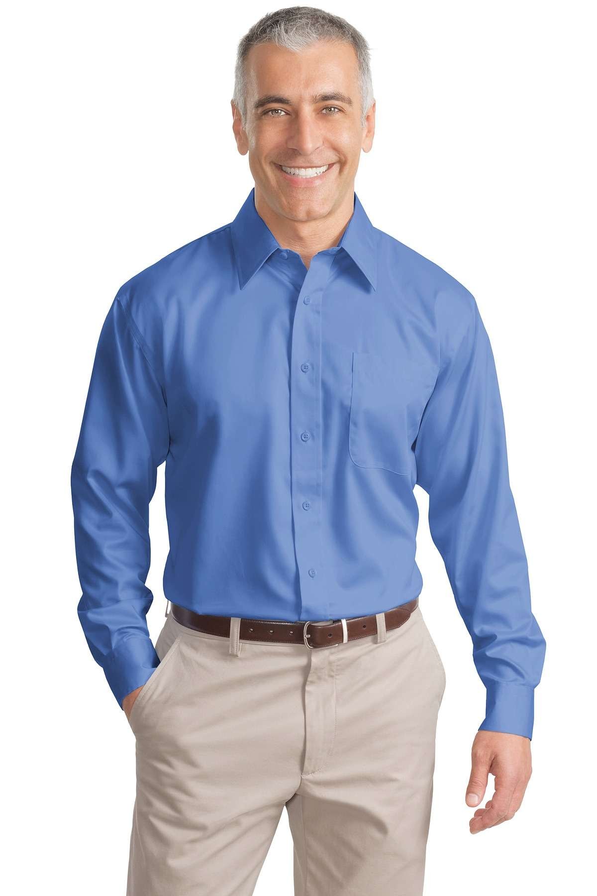 Port Authority Men's Long Sleeve Non-Iron Twill Dress Shirt - Comfortable Business Casual Office Wear for Professionals