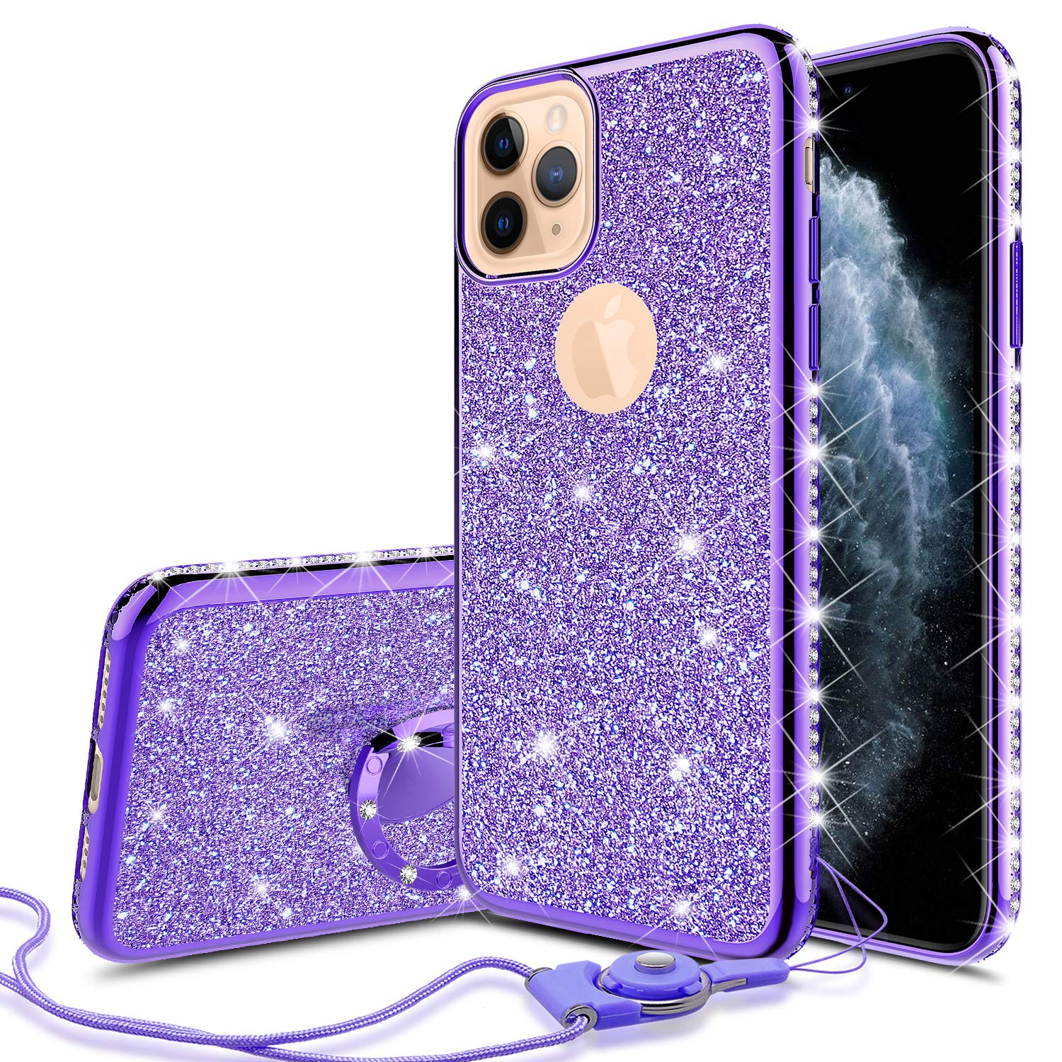 Sparkly iPhone 11 Pro Max Case with Kickstand - Bling Rhinestone Cover for Girls | Party & Daily Use