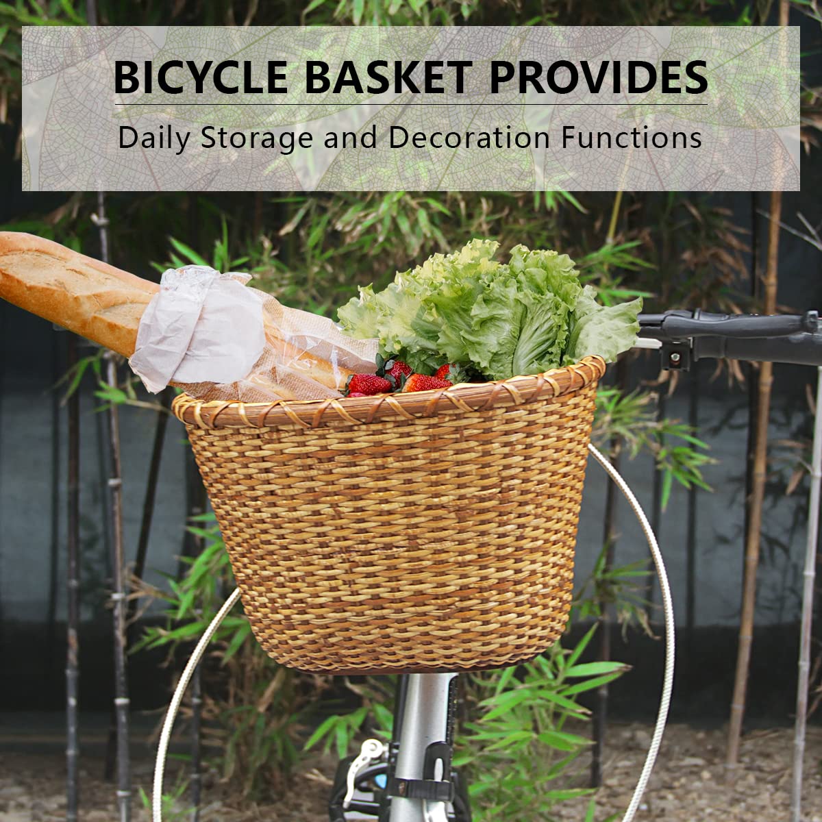 Stylish Woven Rattan Bike Basket for Front Handlebar - Perfect for Groceries, Picnics & Commuting - Durable & Eco-Friendly Bicycle Accessory