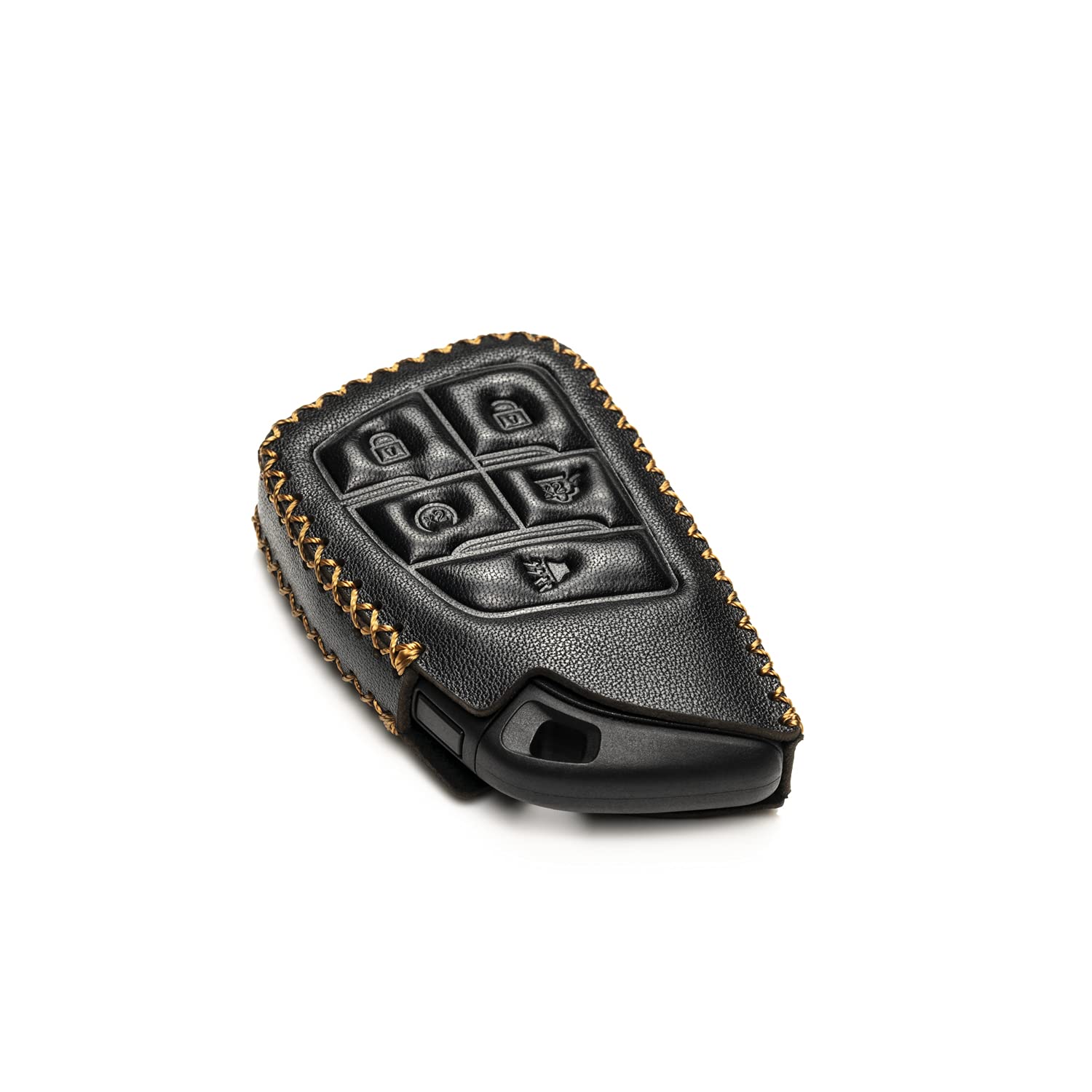 Genuine Leather Smart Key Fob Case with Key Strap - Compatible with Chevrolet Suburban & Tahoe 2025, Silverado 2025 (5-Button, Black) | Premium Protection for Car Keys | Perfect for Daily Use & Travel