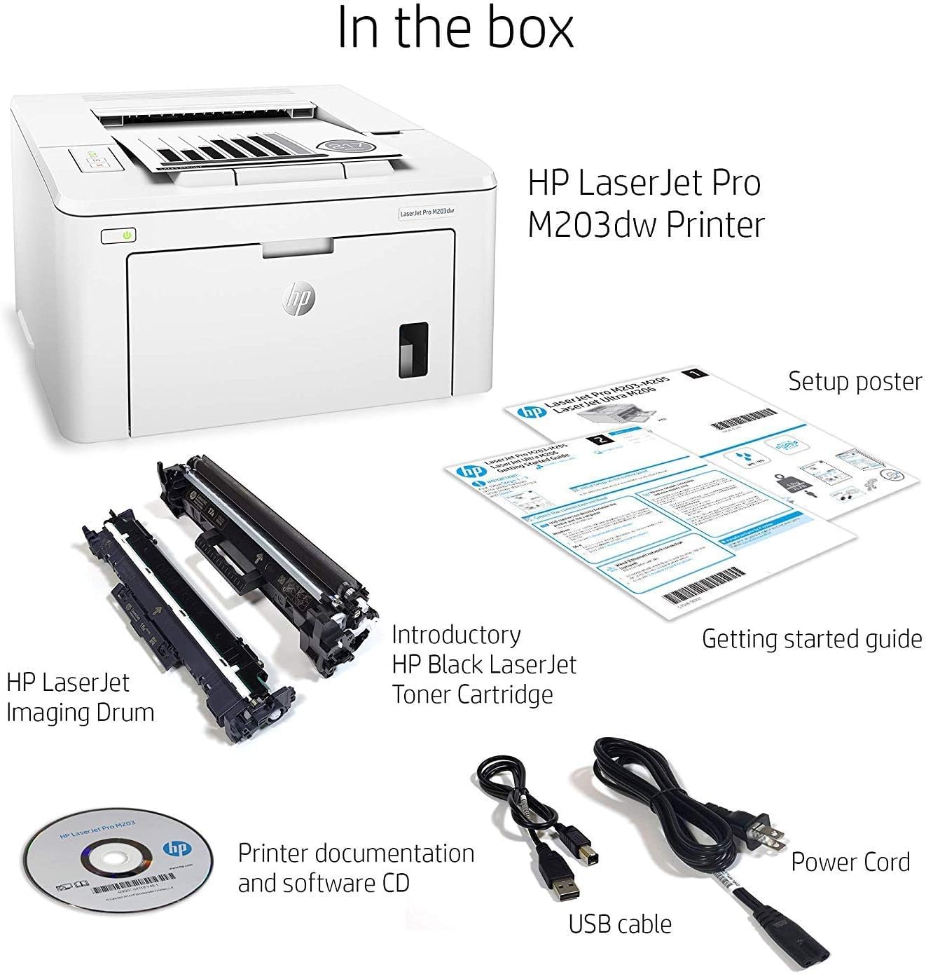 HP G3Q47A#BGJ LaserJet Pro M203dw Wireless Monochrome Laser Printer - Fast Printing, Duplex & Mobile Printing | Ideal for Home Office & Small Business (Renewed)