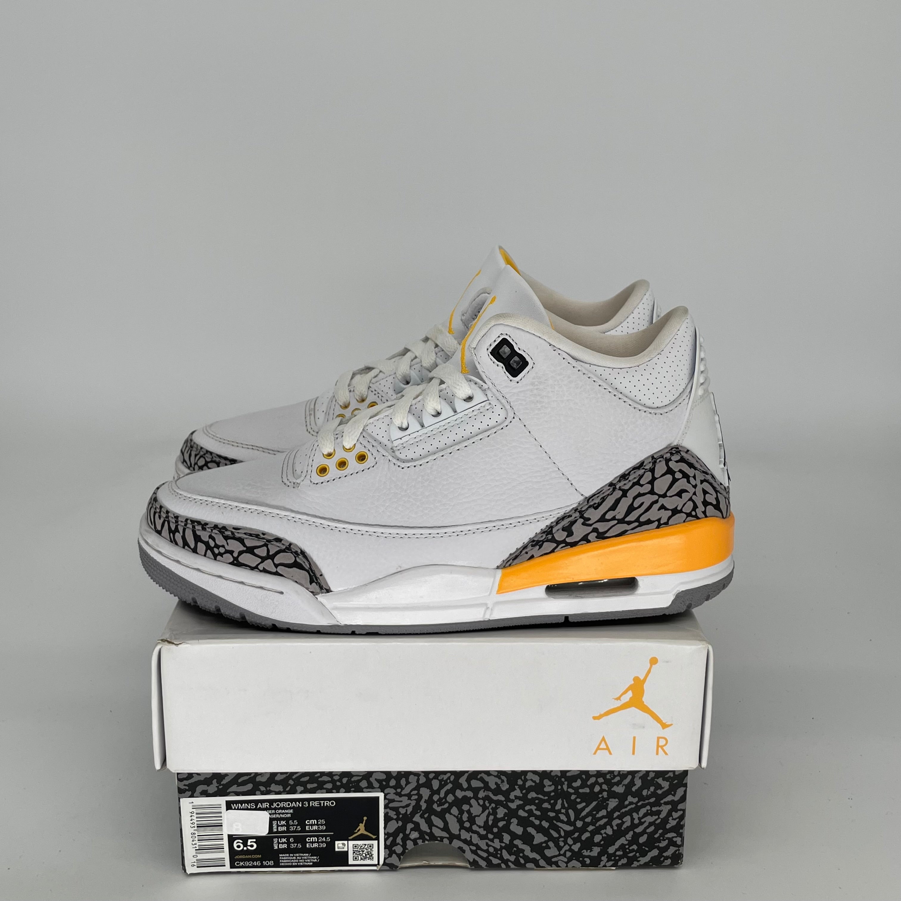AIR JORDAN 3 LASER ORANGE Women's Sneakers Size 6.5/8W - Style CK9246-108 | Retro Basketball Shoes for Women, Streetwear Fashion & Gym Workouts