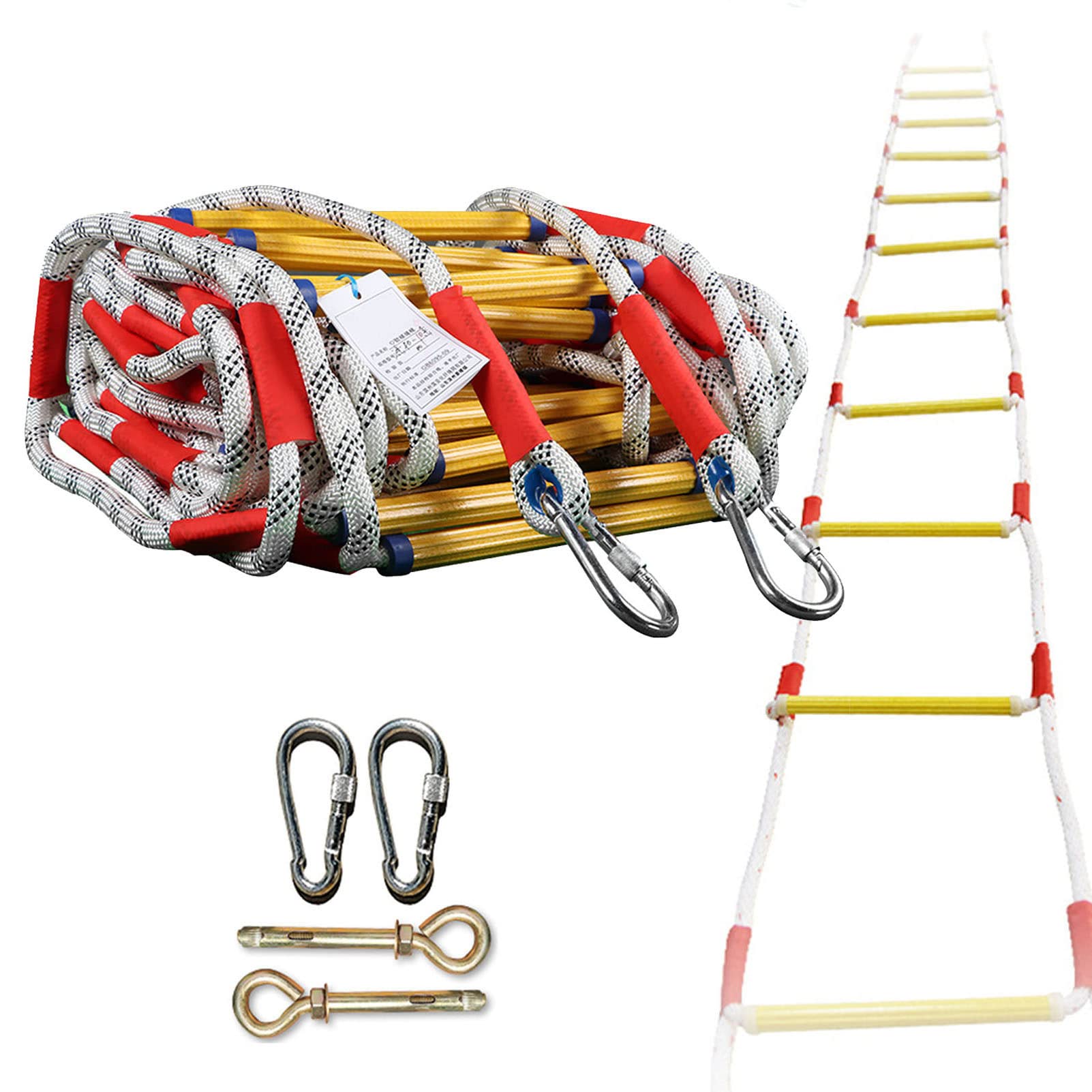 THERES 10FT Emergency Fire Escape Ladder - 2 to 6 Story Portable Safety Ladder for Adults & Kids with Anti-Slip Rungs & Wide Steps - Reusable Window & Balcony Fire Escape Solution - Perfect for Home Safety & Emergency Preparedness