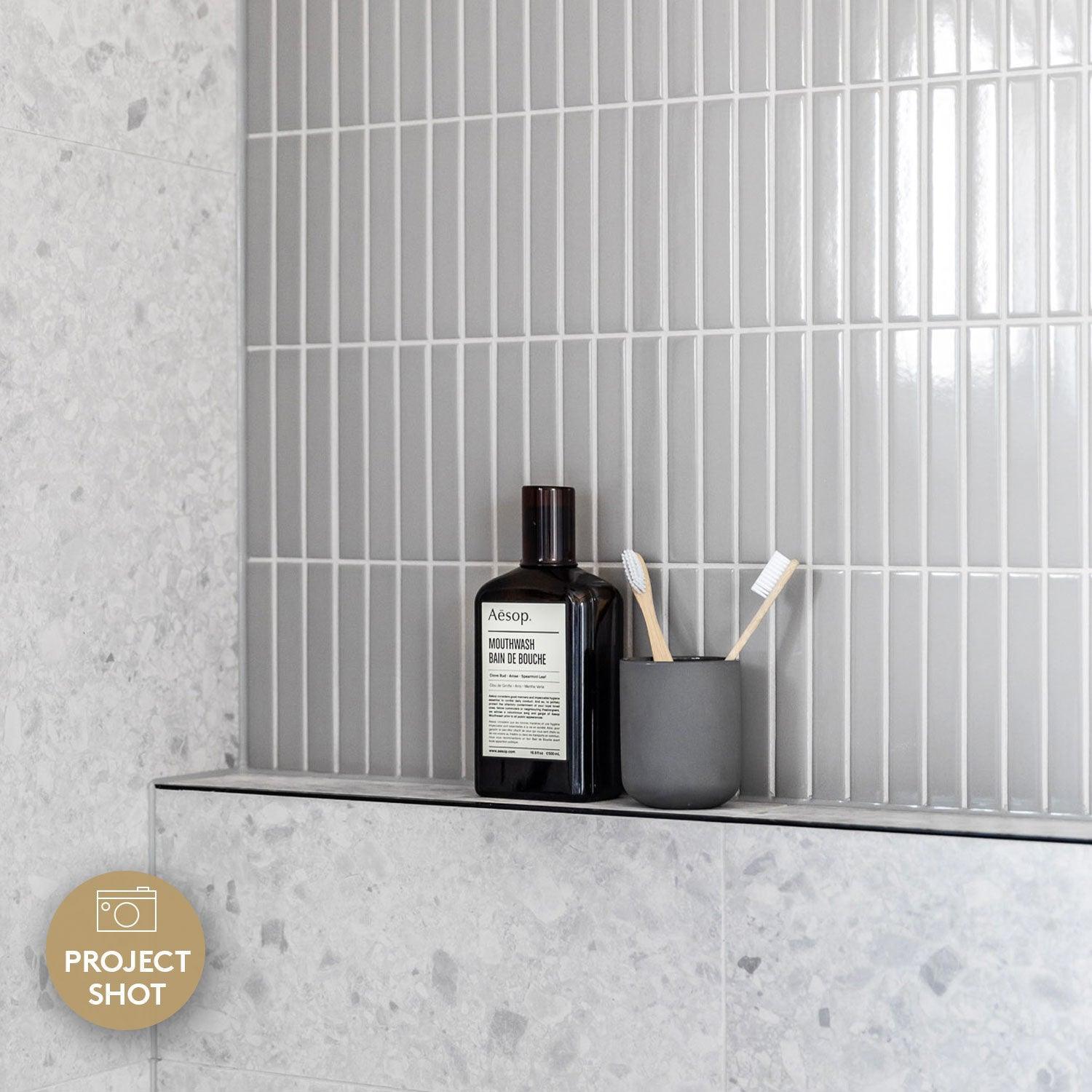 Kyoto Light Grey Kit Kat Gloss Mosaic Tile - Premium Ceramic Wall & Floor Tiles for Kitchen Backsplash, Bathroom, and Shower Renovation
