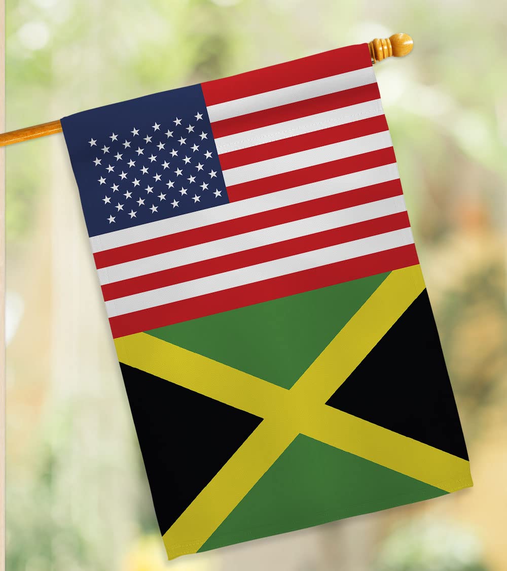 Americana Home & Garden Jamaica-US Friendship House Flag - Double-Sided Outdoor Decorative Banner for Yard, Garden & Patio - Made in USA - Perfect for International Country Pride & Regional Decor