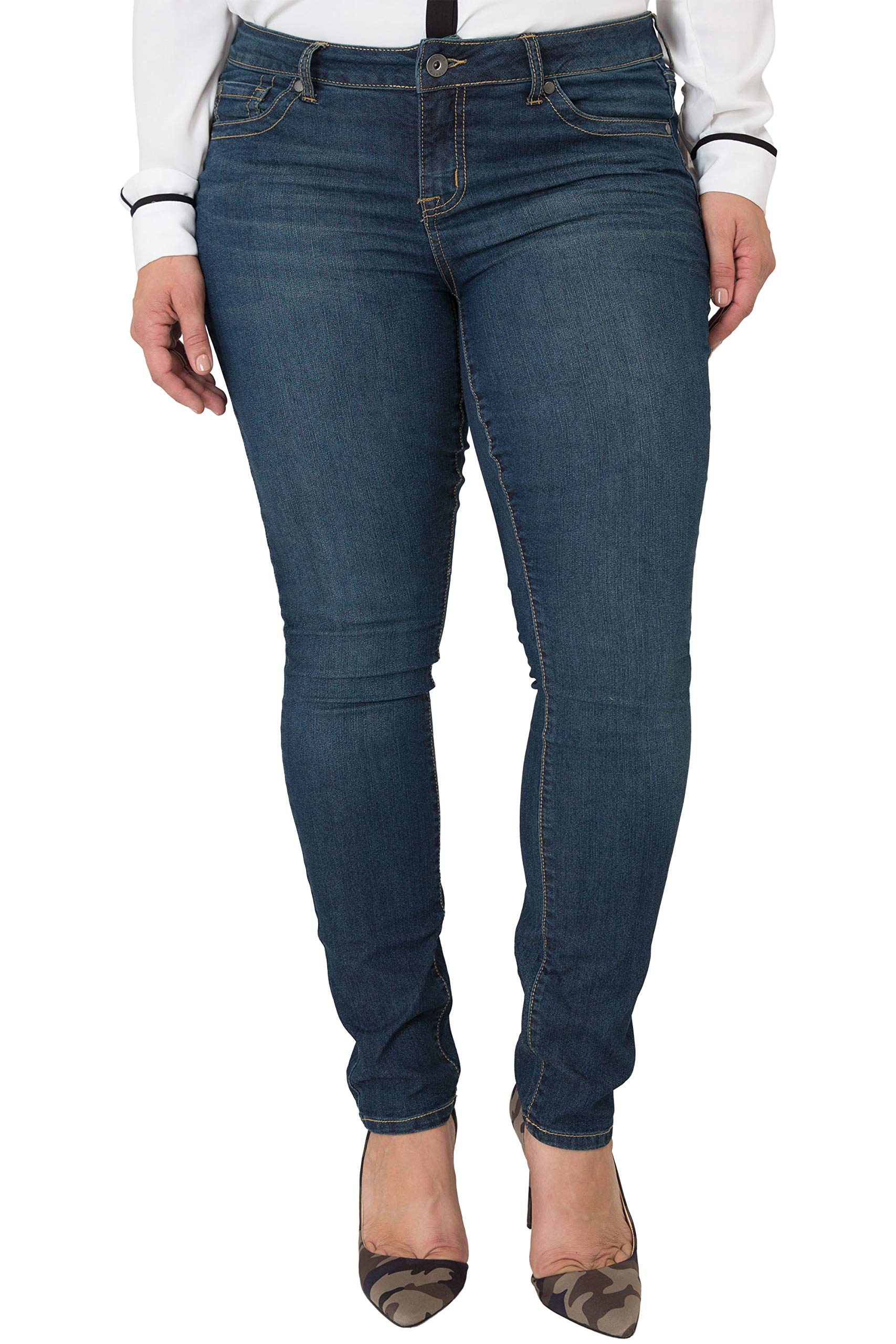 Plus Size Women's Midrise Skinny Jeans - Stretch Denim Pants for Curvy Figures | Perfect for Casual Wear, Office Outfits & Night Out Looks