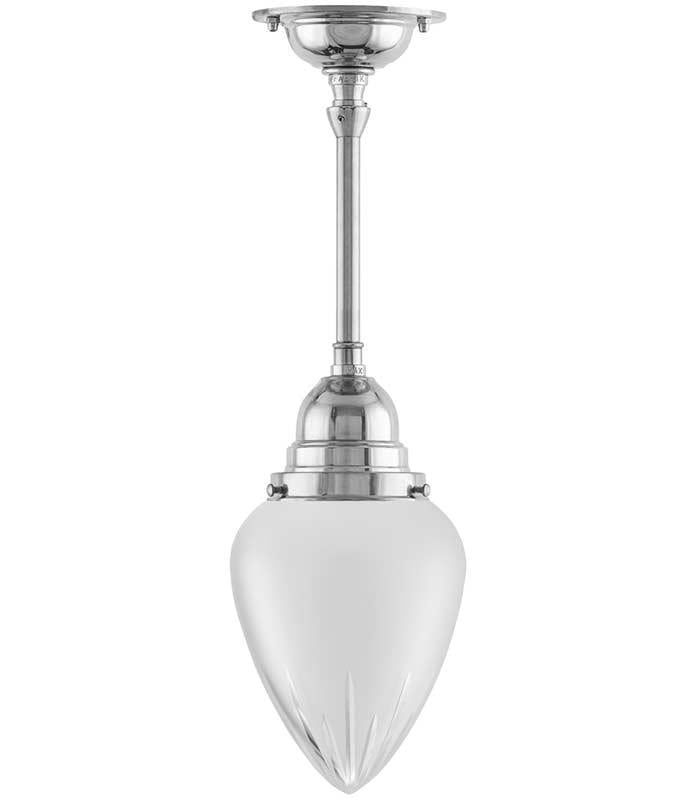 Vintage Style 80s Nickel-Plated Pendant Light with Frosted Glass Shade - Perfect for Bathroom, Kitchen, or Bedroom Lighting