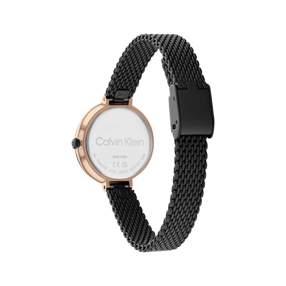 Calvin Klein Minimalist Black Dial Women's Watch with Milanese Strap 25200084 - Elegant Timepiece for Office, Date Night & Special Occasions