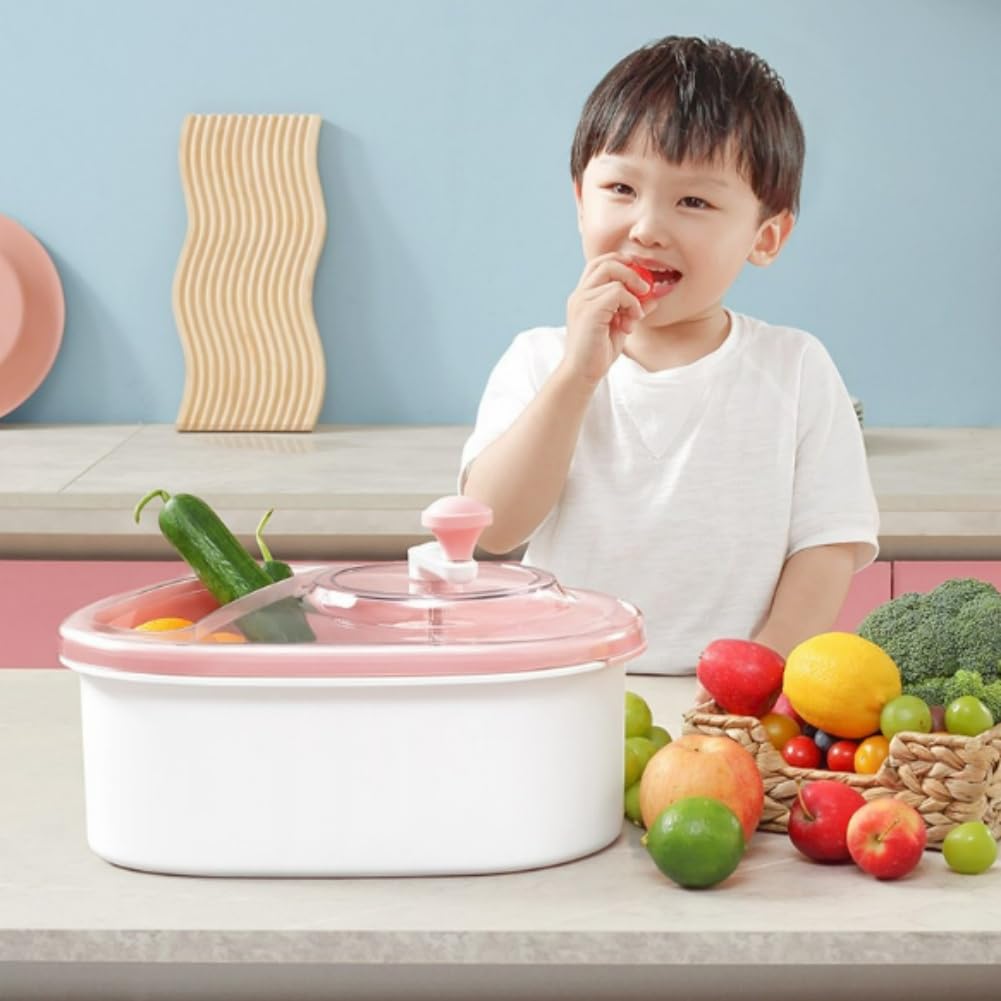 Best Fruit Cleaner Spinner with Brush - Portable Fruit Washer Bowl with Lid, Large Capacity Vegetable Washing Machine for Kitchen - Perfect for Berries, Grapes, Leafy Greens & Meal Prep (Blue)