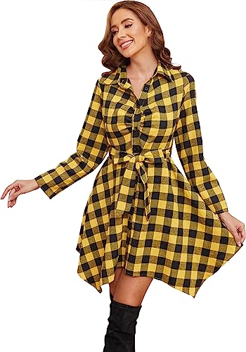 B-pleated Front Chest Black Yellow Plaid