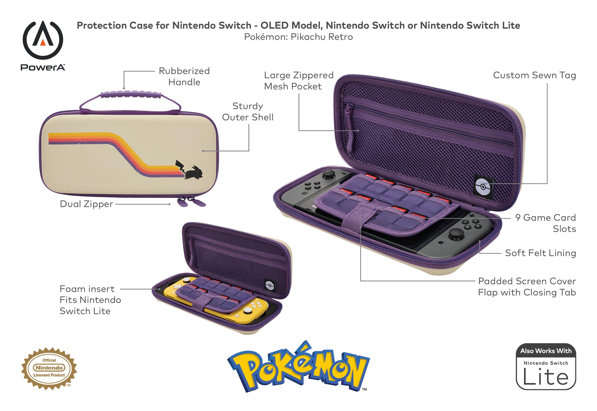 PowerA Protective Case for Nintendo Switch & Switch Lite - Durable Hard Shell Cover with Custom Fit for Nintendo Switch Console & Lite Model - Perfect for Travel, Gaming On-The-Go & Home Storage