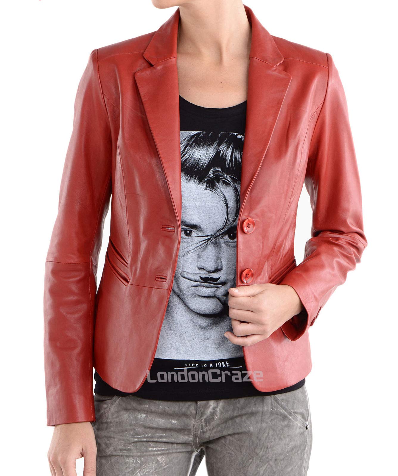 Genuine Lambskin Leather Blazer for Women - Slim Fit Two Button Jacket Coat RW115 | Office Wear, Business Attire & Formal Occasions