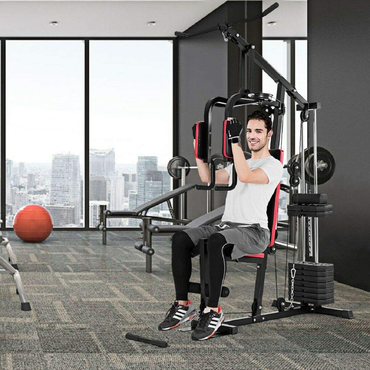 Goplus Multifunction Home Gym System - Weight Training Equipment for Full Body Workout | Strength Machine for Men & Women | Perfect for Home Fitness & Small Spaces