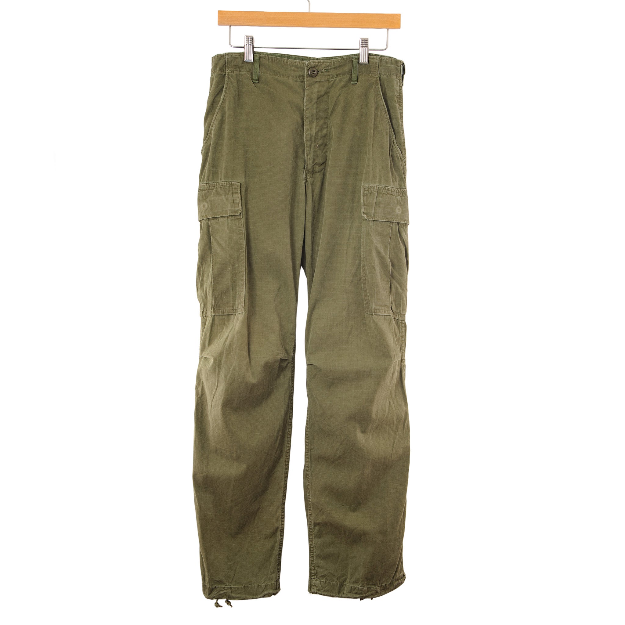 Vintage US Army Field Trousers Pants - Rip Stop Poplin Vietnam War Era (1969) - Size 30x32 Small Long - Military Surplus for Outdoor Hiking & Reenactment
