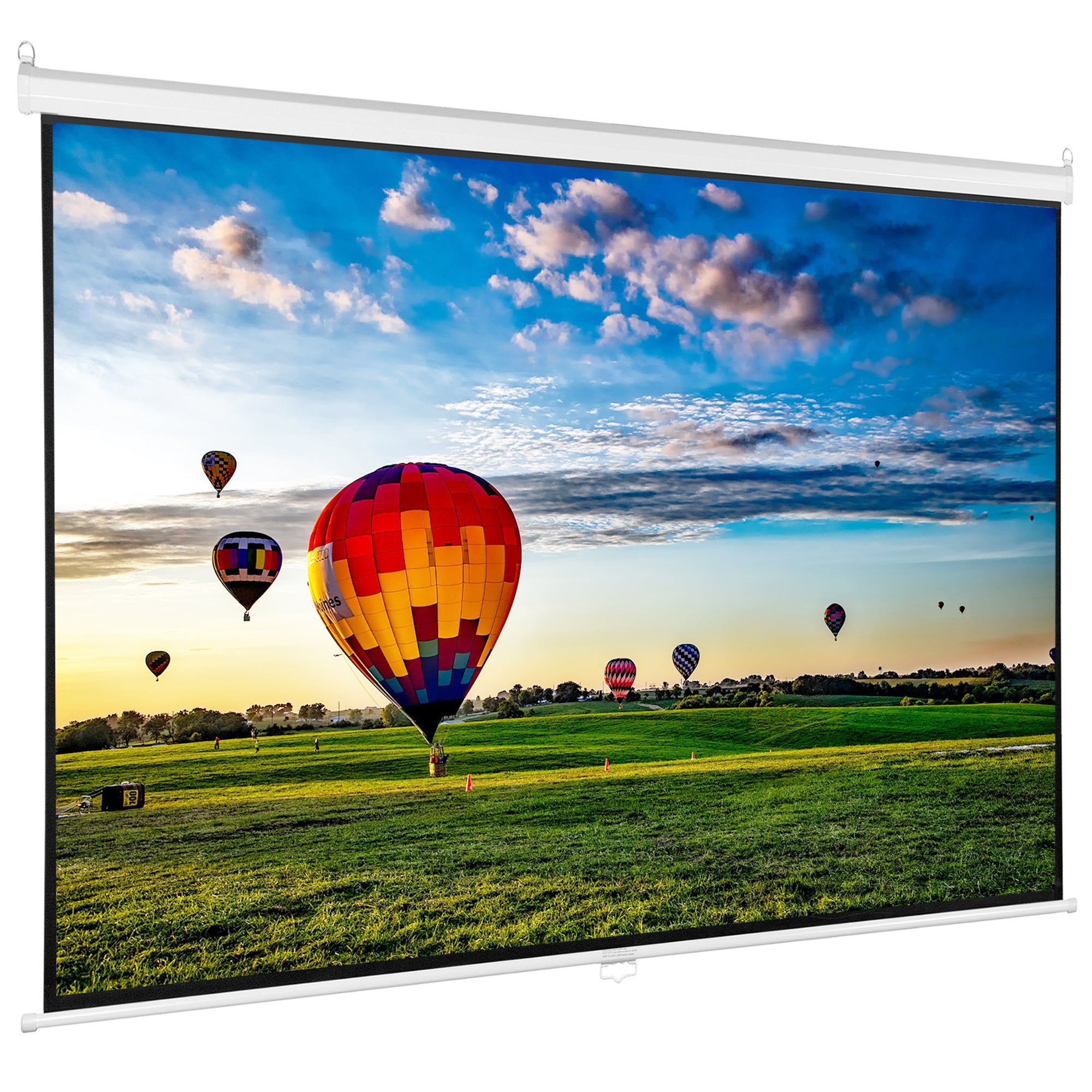 80 Inch Manual Pull Down Projector Screen 16:9 Aspect Ratio - Perfect for Home Theater, Classroom Presentations & Outdoor Movie Nights