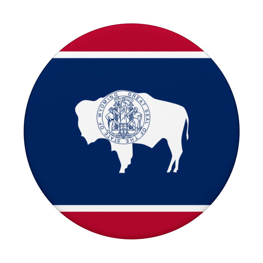 Wyoming Flag PopSocket Grip with Buffalo Design - Red, White & Blue Swappable PopGrip for Phones & Tablets - Perfect for Travel, Work, and Everyday Use