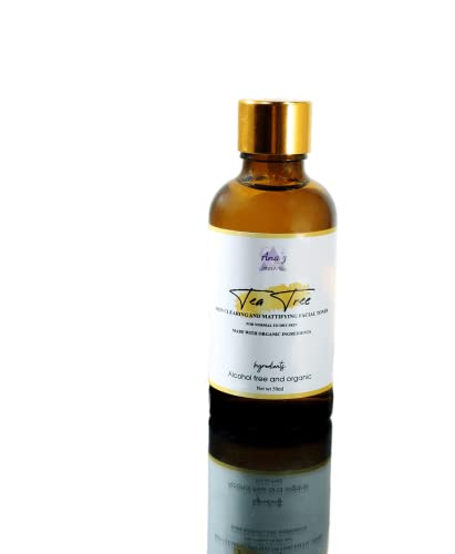 Organic Tea Tree Facial Toner for Normal to Dry Skin - Skin Clearing & Mattifying with Natural Ingredients - 50ml | Perfect for Acne-Prone Skin & Daily Skincare Routine
